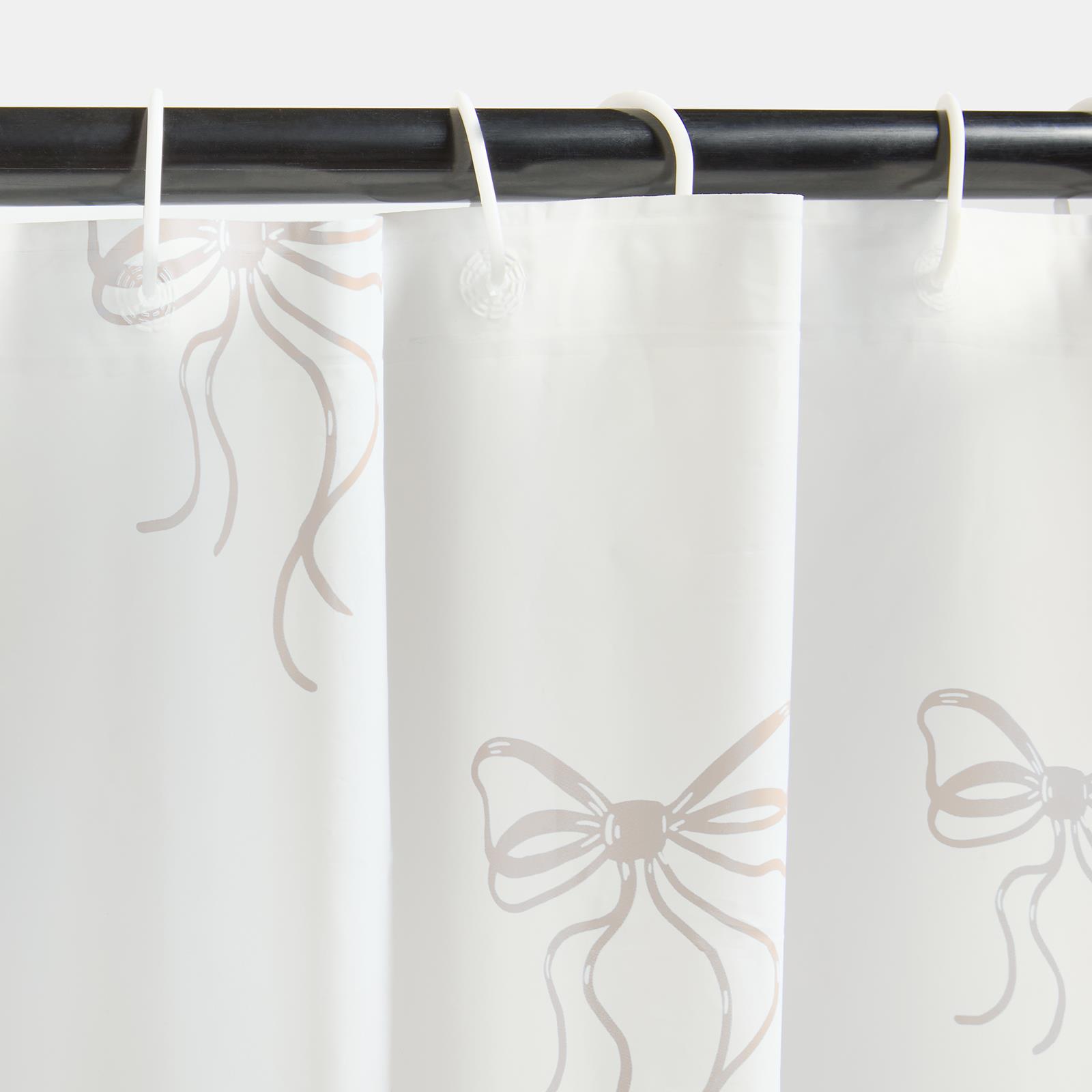 OHS Bows Shower Curtain with 12 Hooks Mould Proof Bathtub Curtains