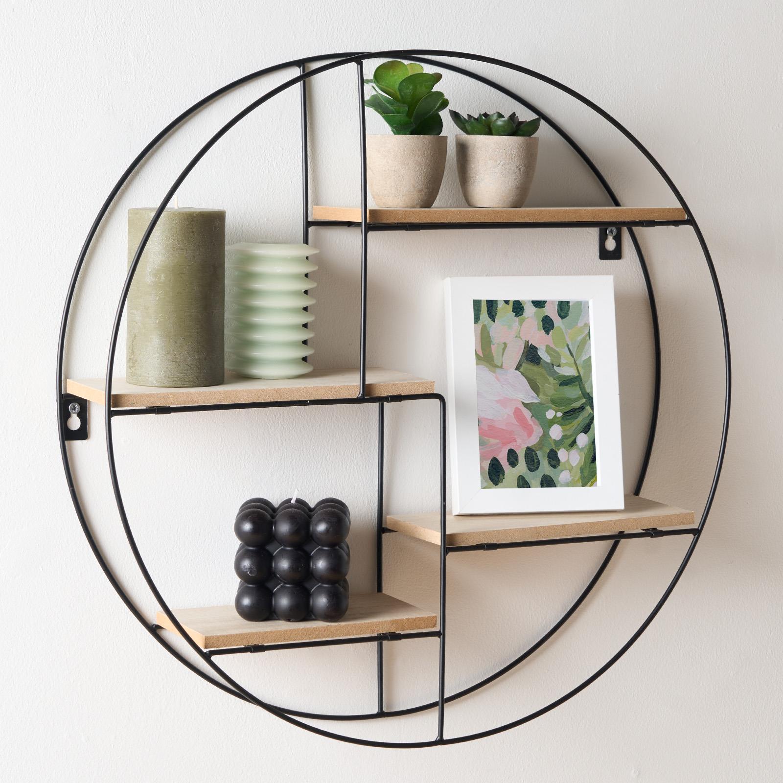 Round Multi Tier Shelf Foldable Home Decor Wall Display Office Storage Organiser