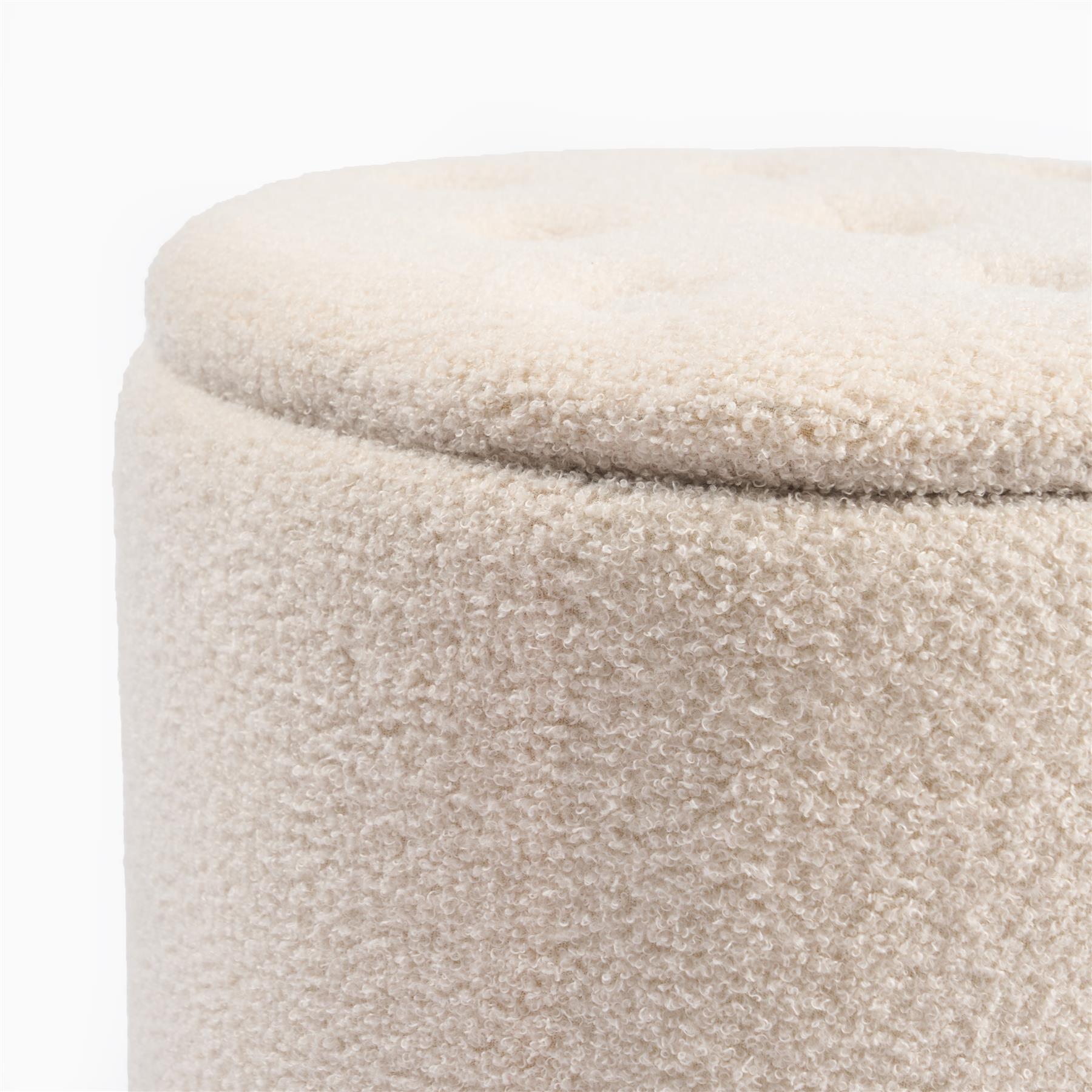 OHS Ottoman Stool Storage Boucle Vanity Seat Soft Foot Rest Pouffe Home Chair