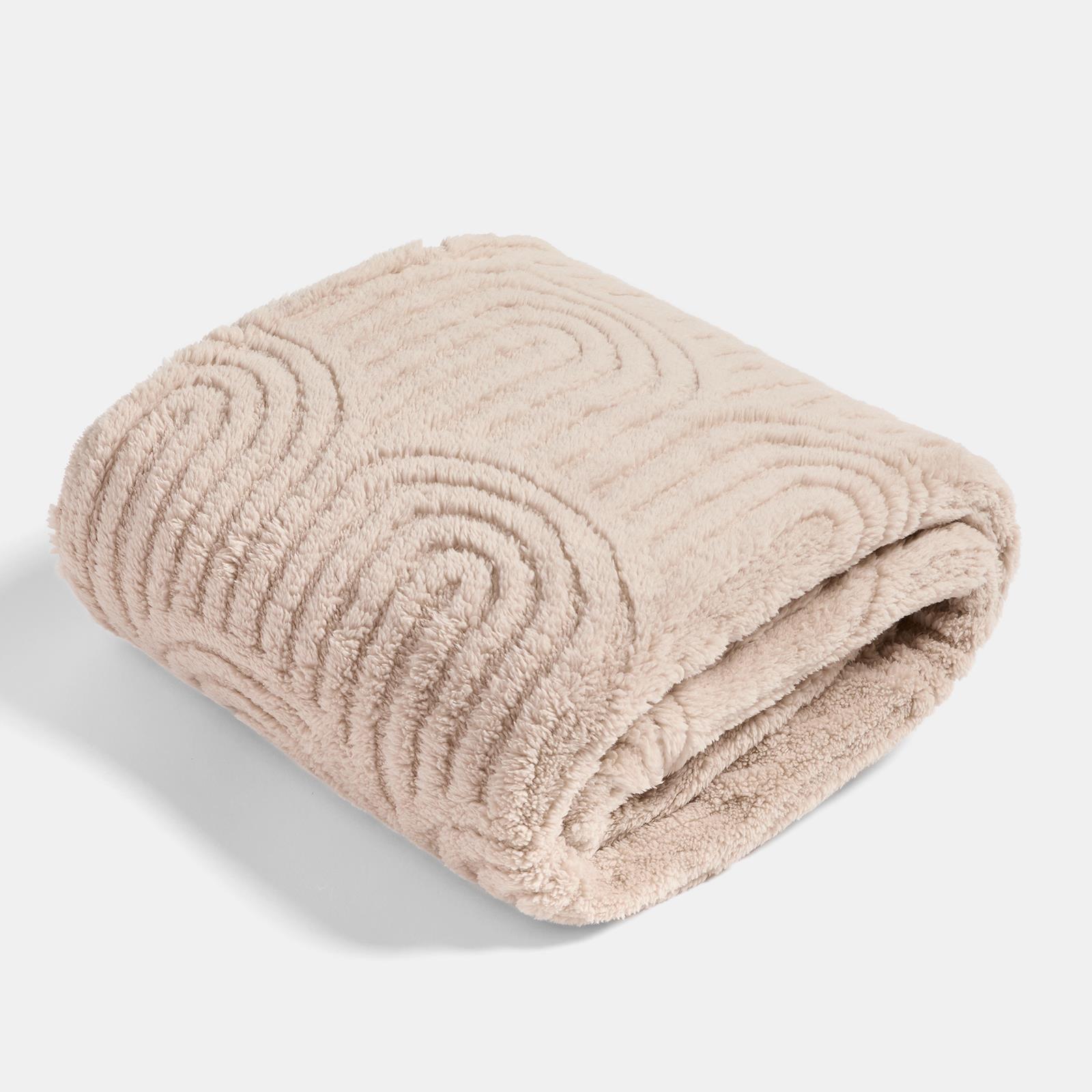 OHS Tufted Arches Throw Teddy Fleece Blanket Winter Soft Warm Bedspread