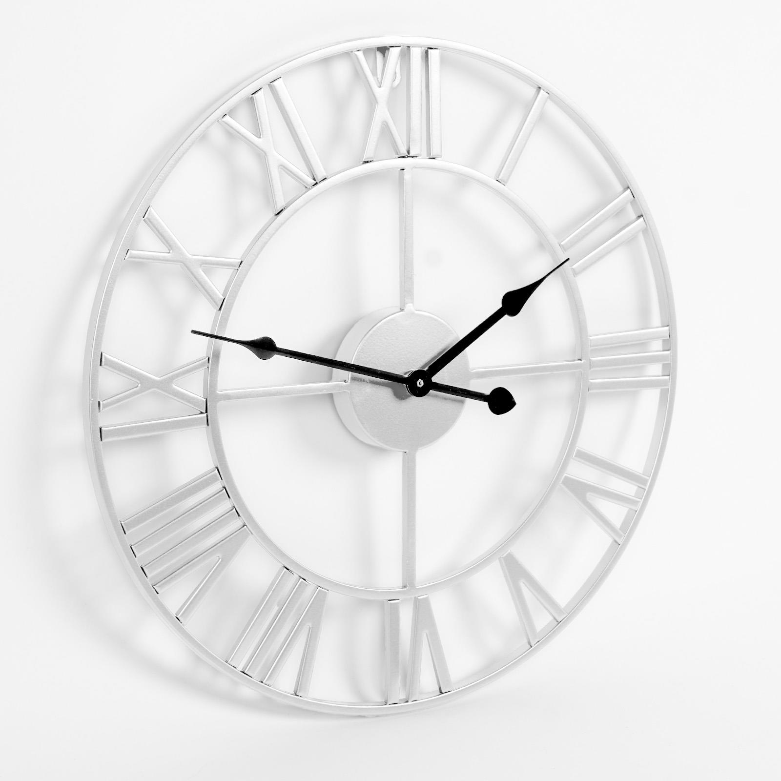 Large Wall Clock Roman Numerals Skeleton Big Open Round Face Living Room Kitchen - Picture 20 of 23