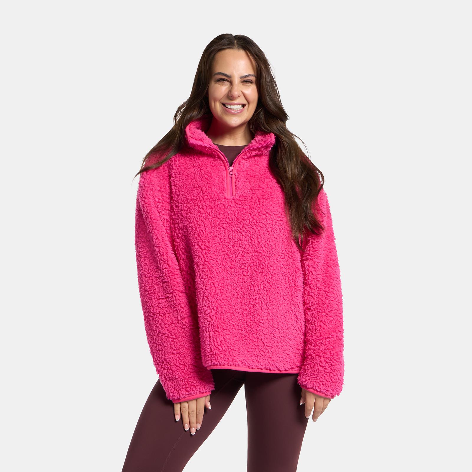 OHS Half Zip Hoodie Plain Thermal Teddy Fleece Winter Jumper Pullover Sweatshirt