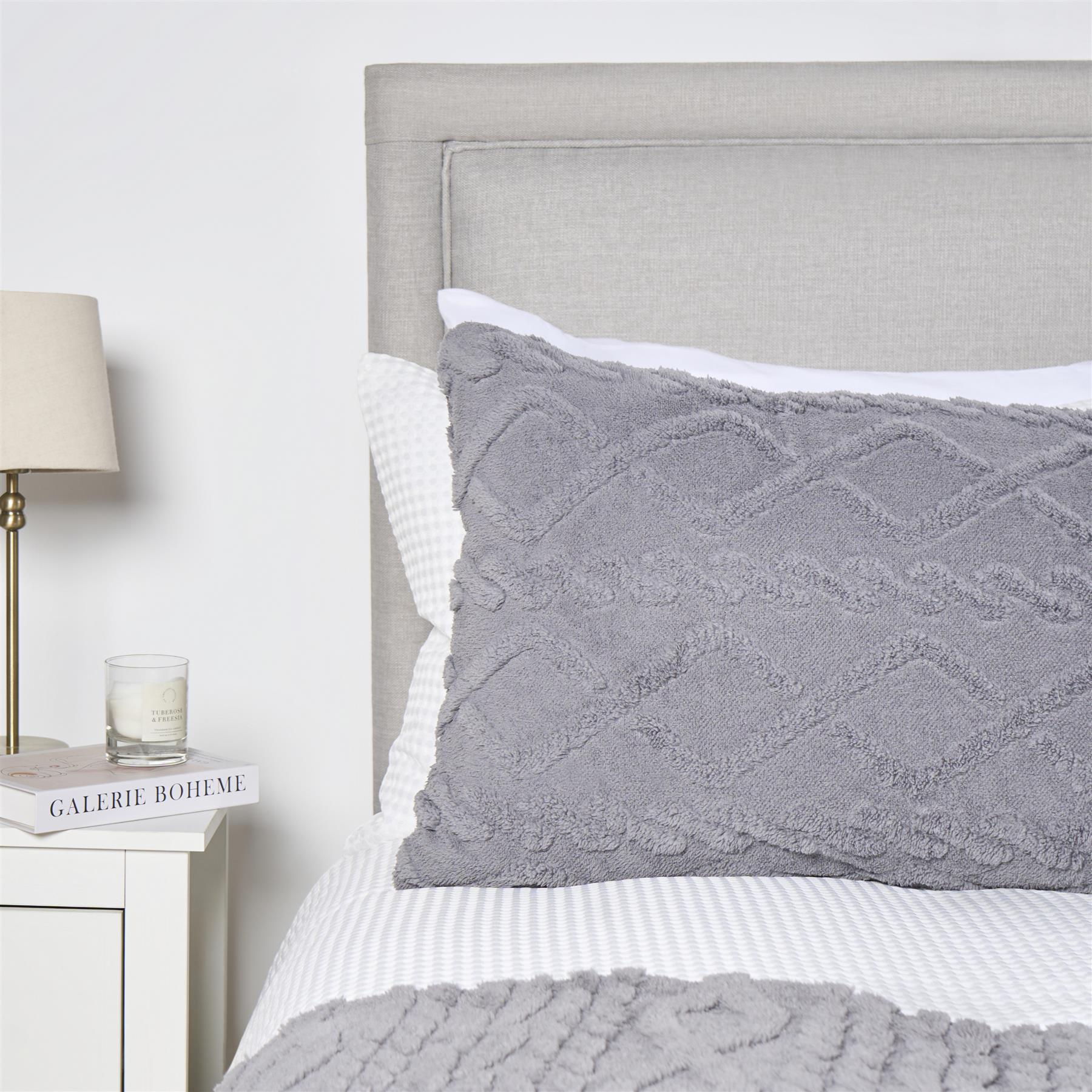 OHS Cable Knit Bolster Cuddle Cushion Fleece Back Support Filled Reading Pillow