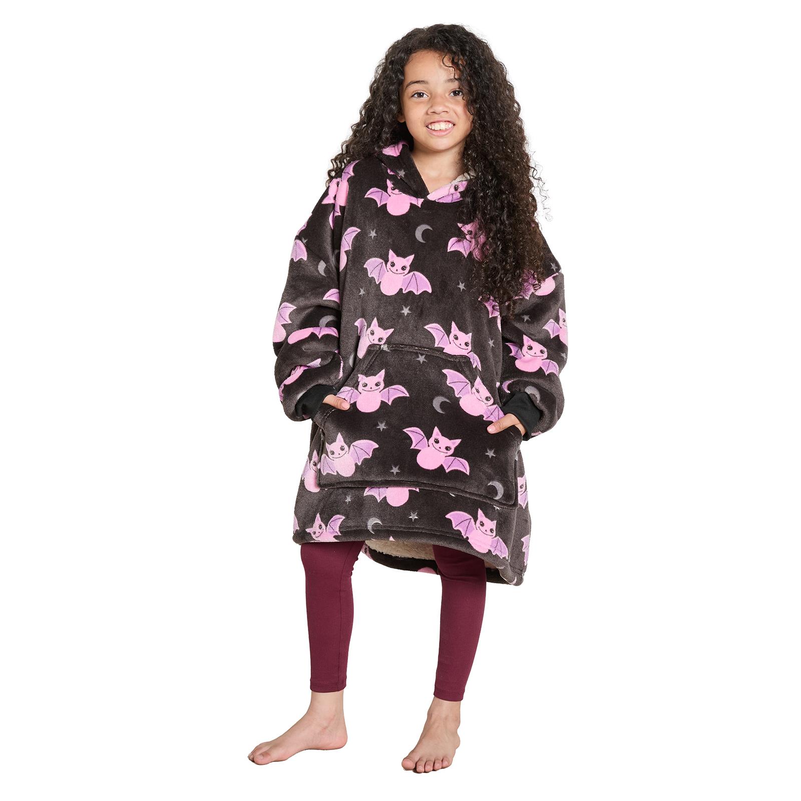 OHS Kids Hoodie Blanket Halloween Prints Sherpa Lined Wearable Throw