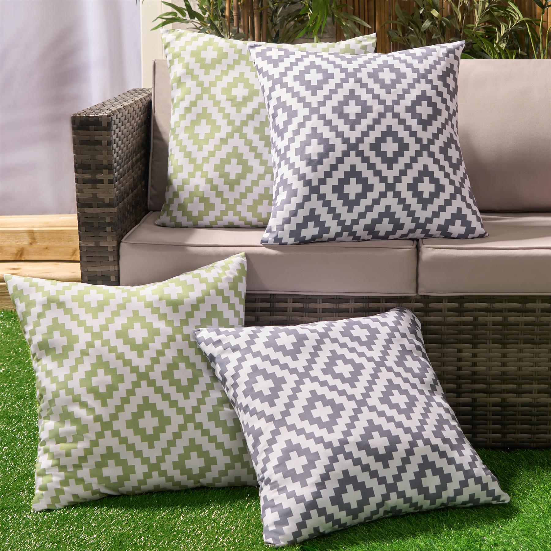 OHS Print Outdoor Cushion Covers Garden Water Resistant Filled Inserts Seat Set