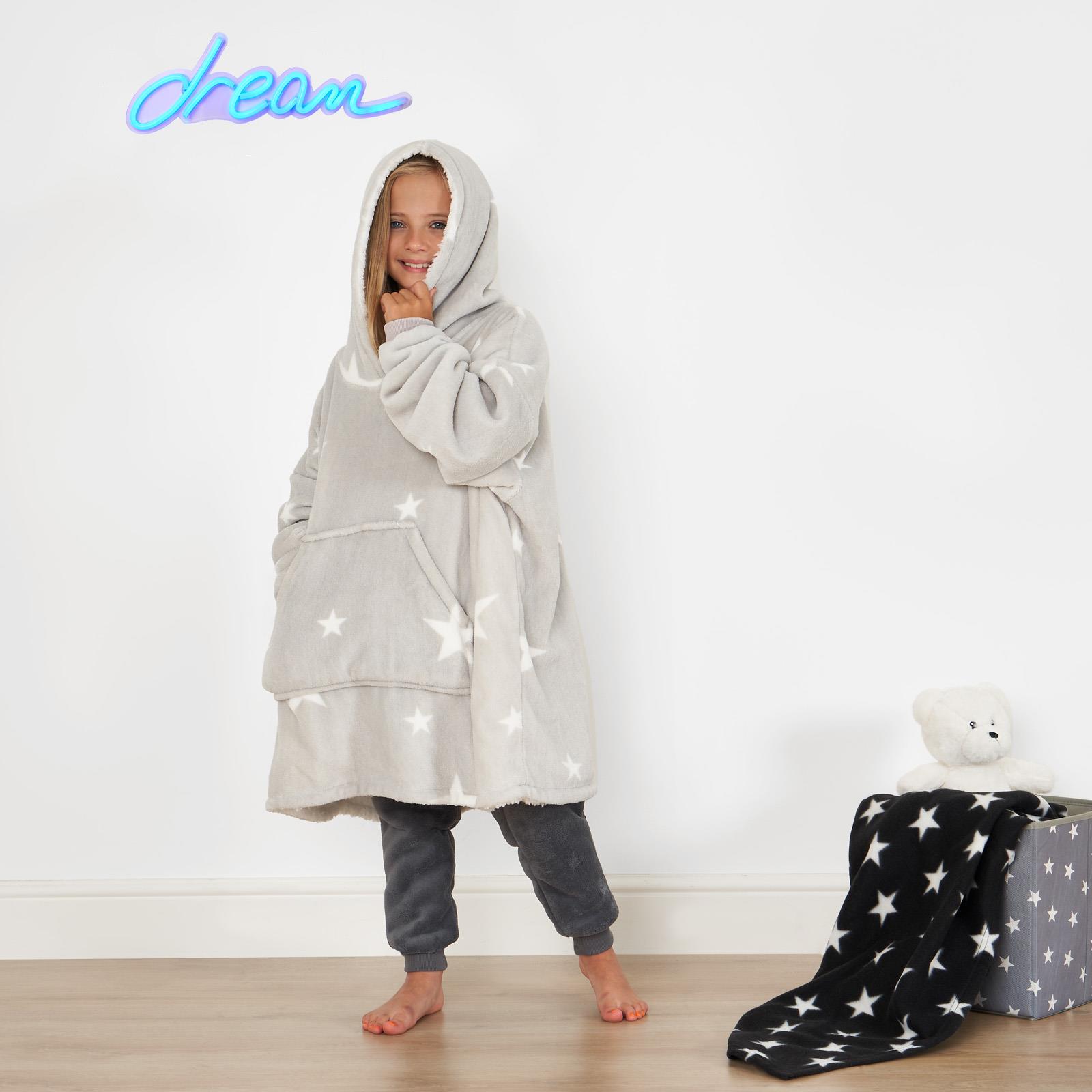 Kids Hoodie Blanket Oversized Sherpa Fleece Jumper Sweatshirt Soft Warm Throw - Picture 149 of 169