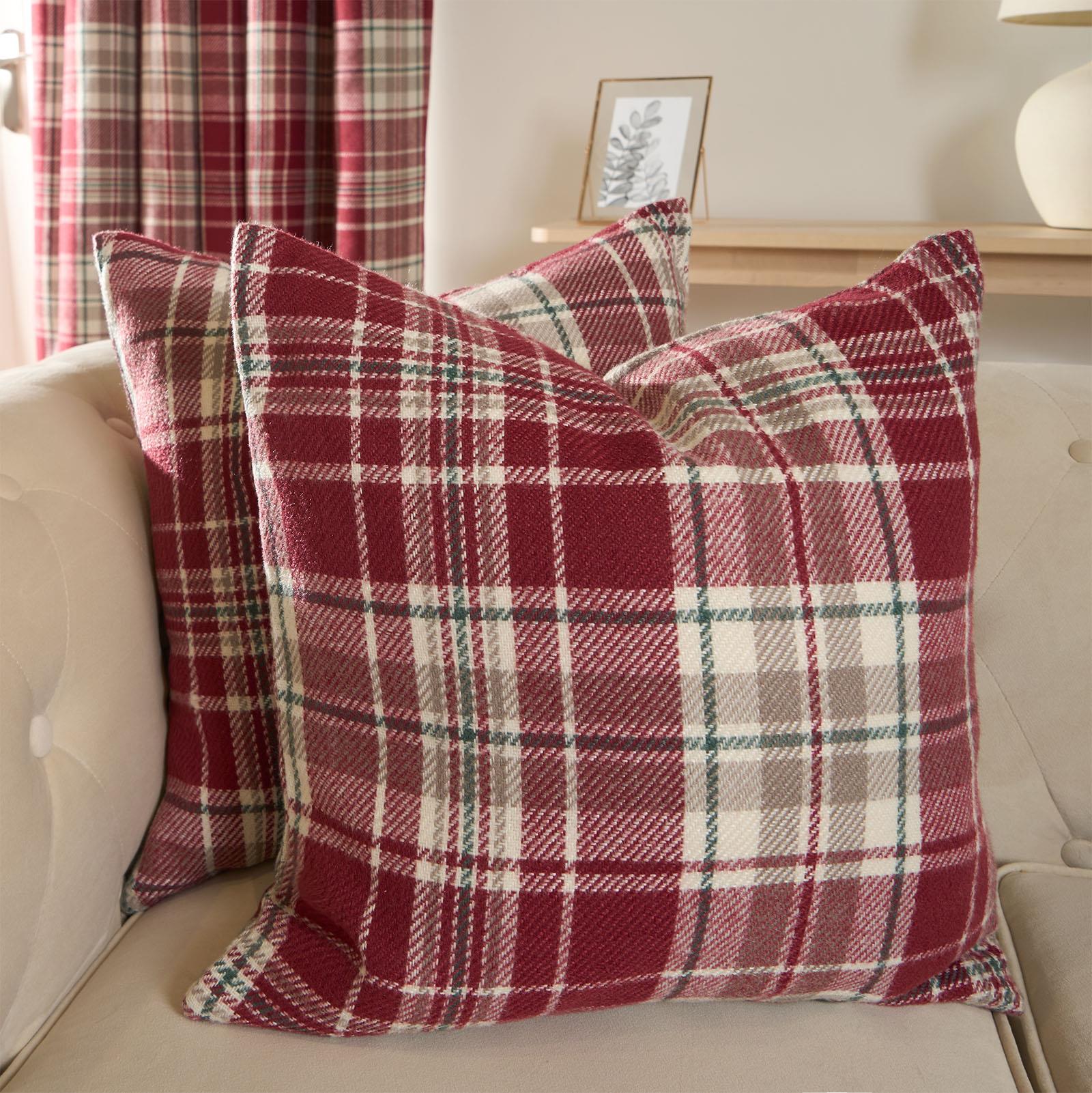 Woven Check Cushion Covers Tartan Pack of 2/4 Filled Case Pad Set 18