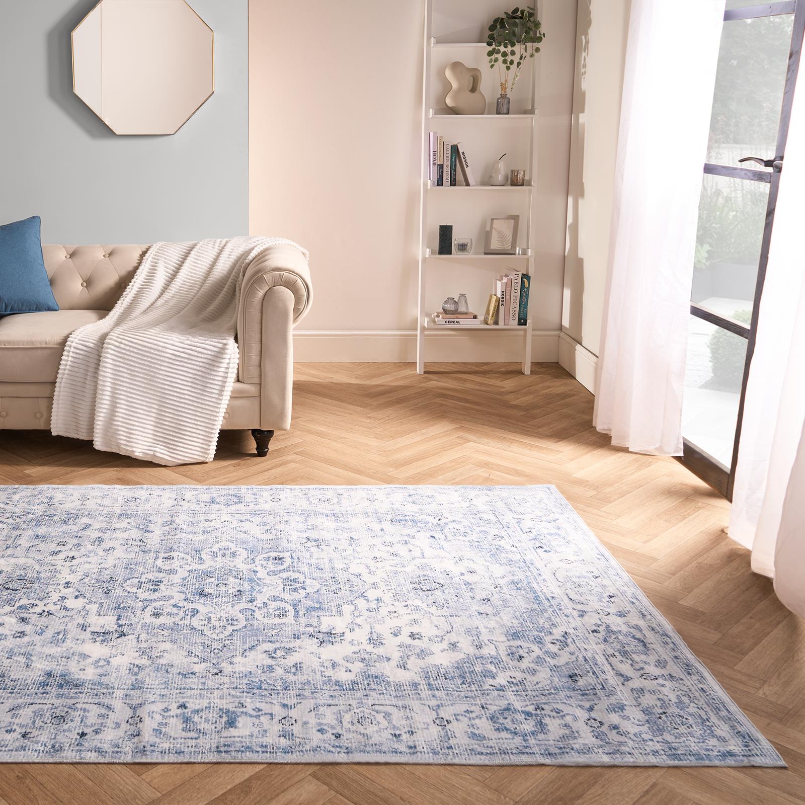 Washable Rug Vintage Living Room Bedroom Decor Non Slip Runners Soft Carpet Mat - Picture 2 of 29
