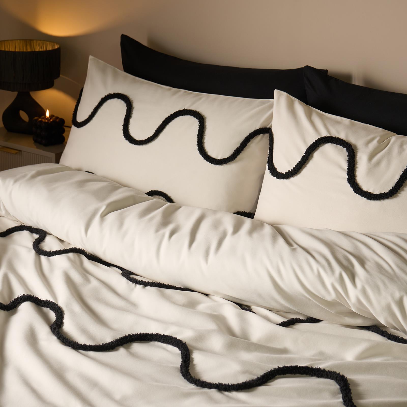 OHS Tufted Wave Bedding Set Soft Modern Duvet Cover with Pillowcase