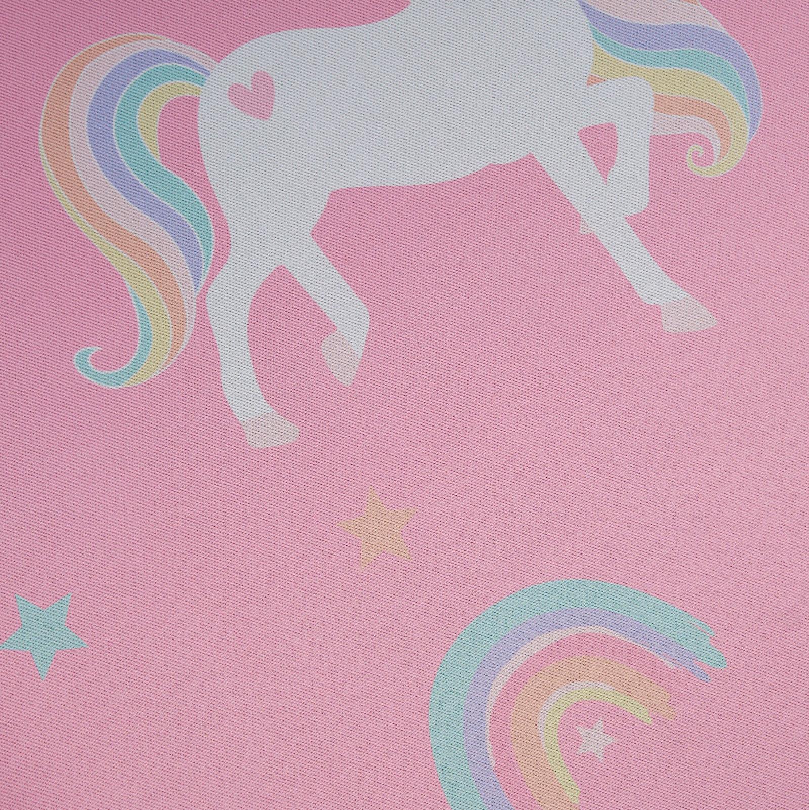 Kids Eyelet Curtains Blackout Unicorn Rainbow Pair of Ring Top Ready Made Panels