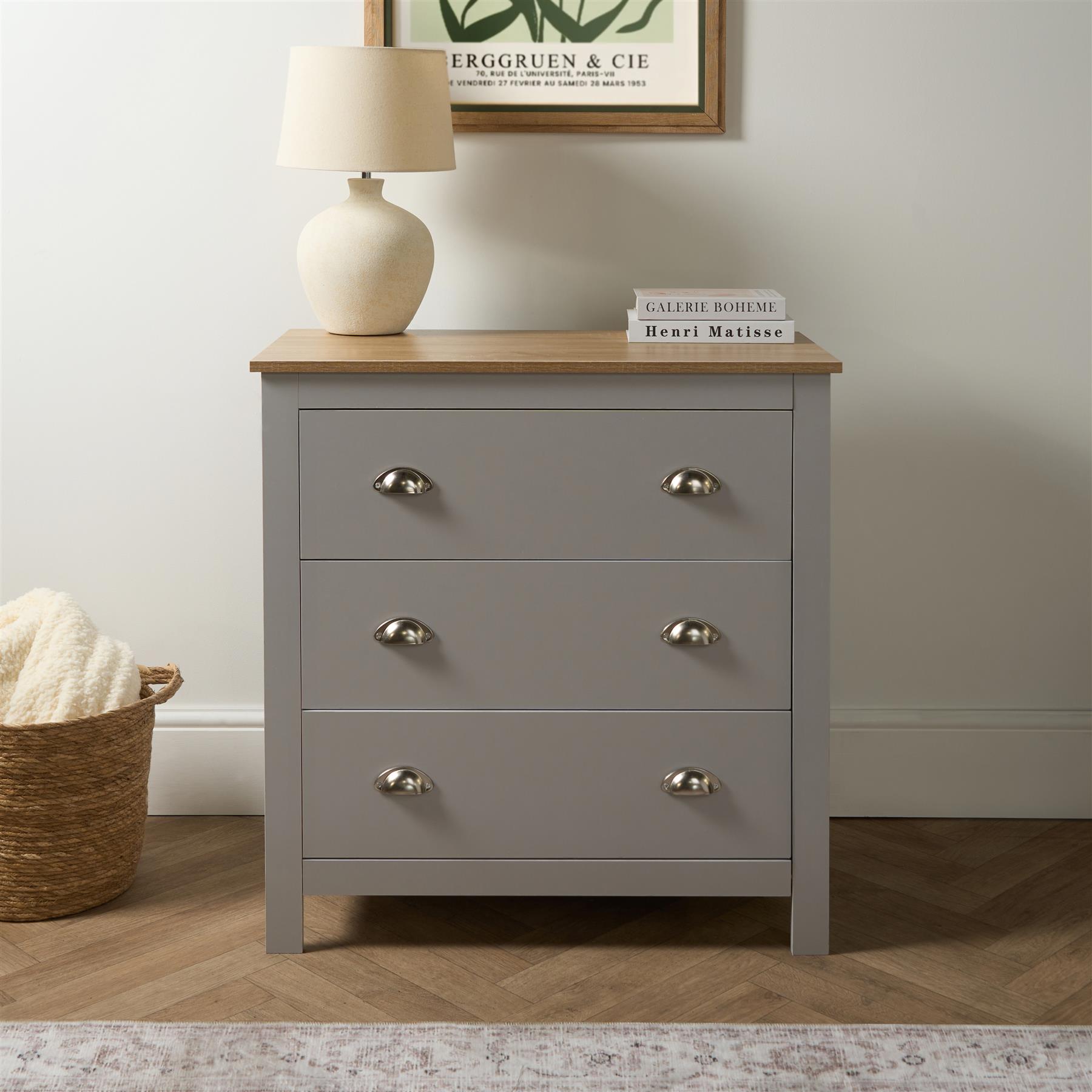 OHS Chicago Bedside Table 2/3 Drawer Hallway Cabinet Nightstand Unit Home Decor