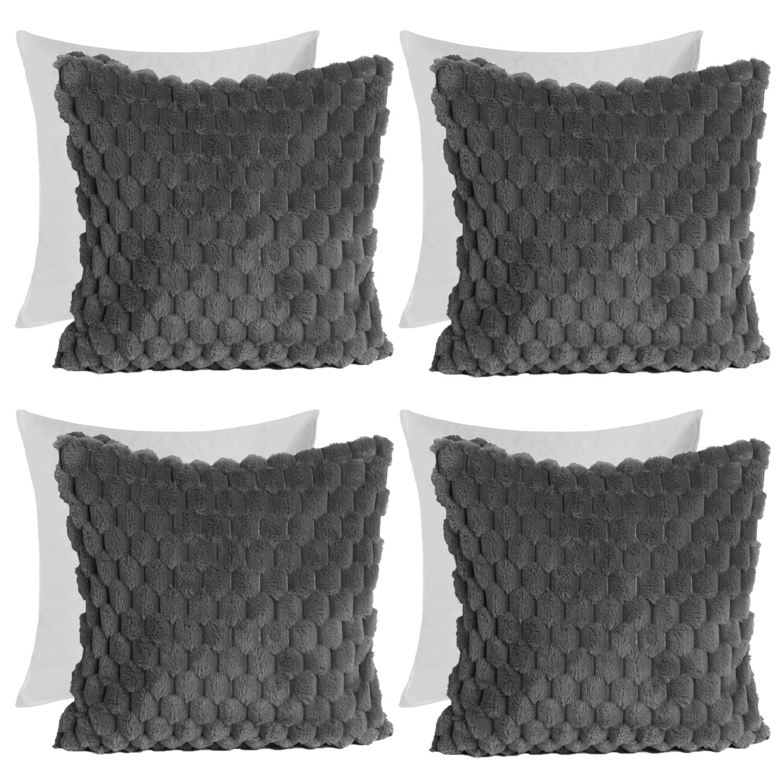 OHS Waffle Cushion Covers Faux Fur Soft Fleece Square Pillowcases Home Decor