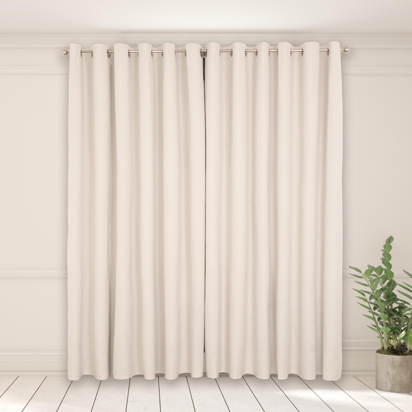 Pair of Eyelet Blackout Curtains Woven Ready Made Ring Top Thermal Texture Thick - Picture 19 of 48