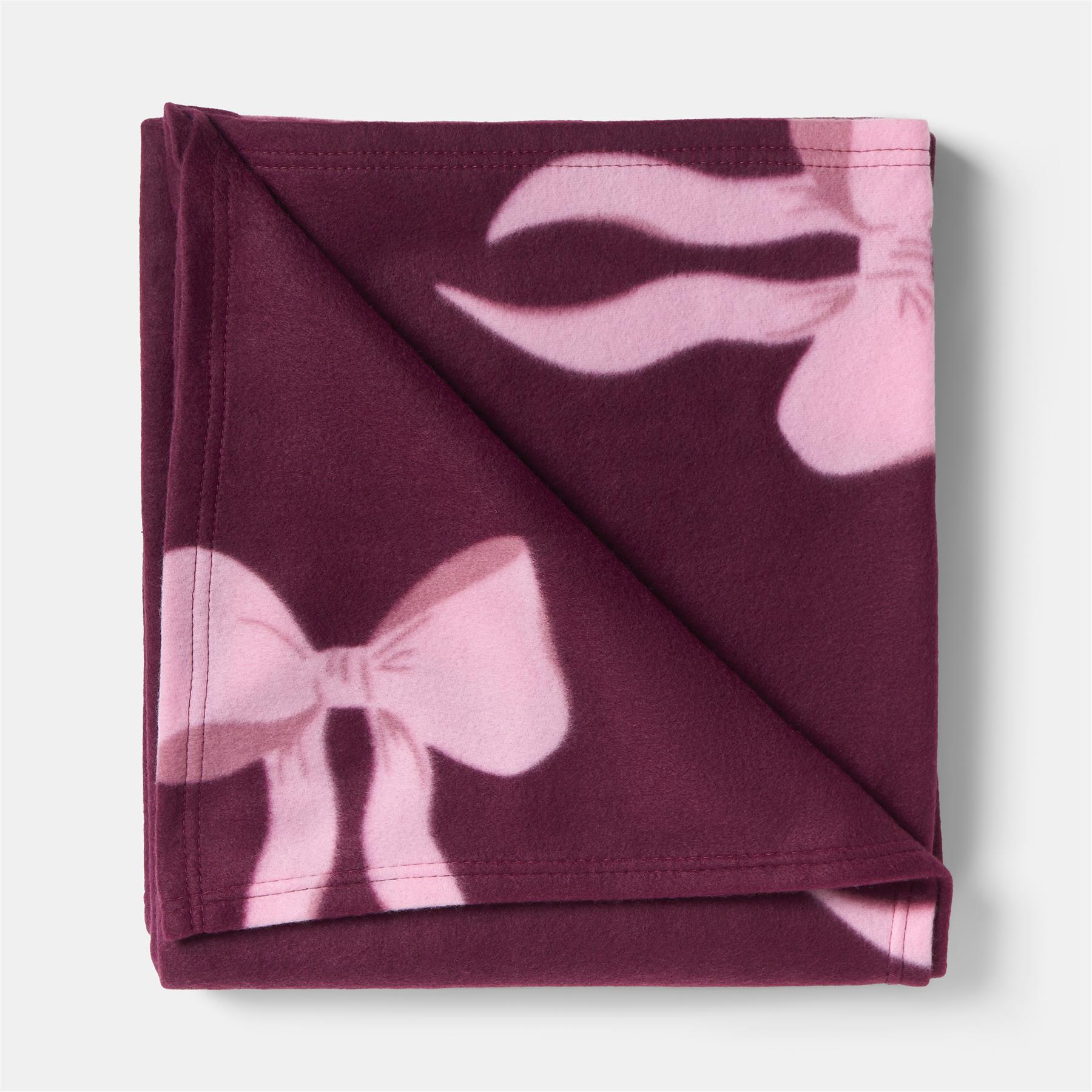 OHS Bows Throw Blanket Soft Polar Fleece Winter Thermal Bedspread Home Decor
