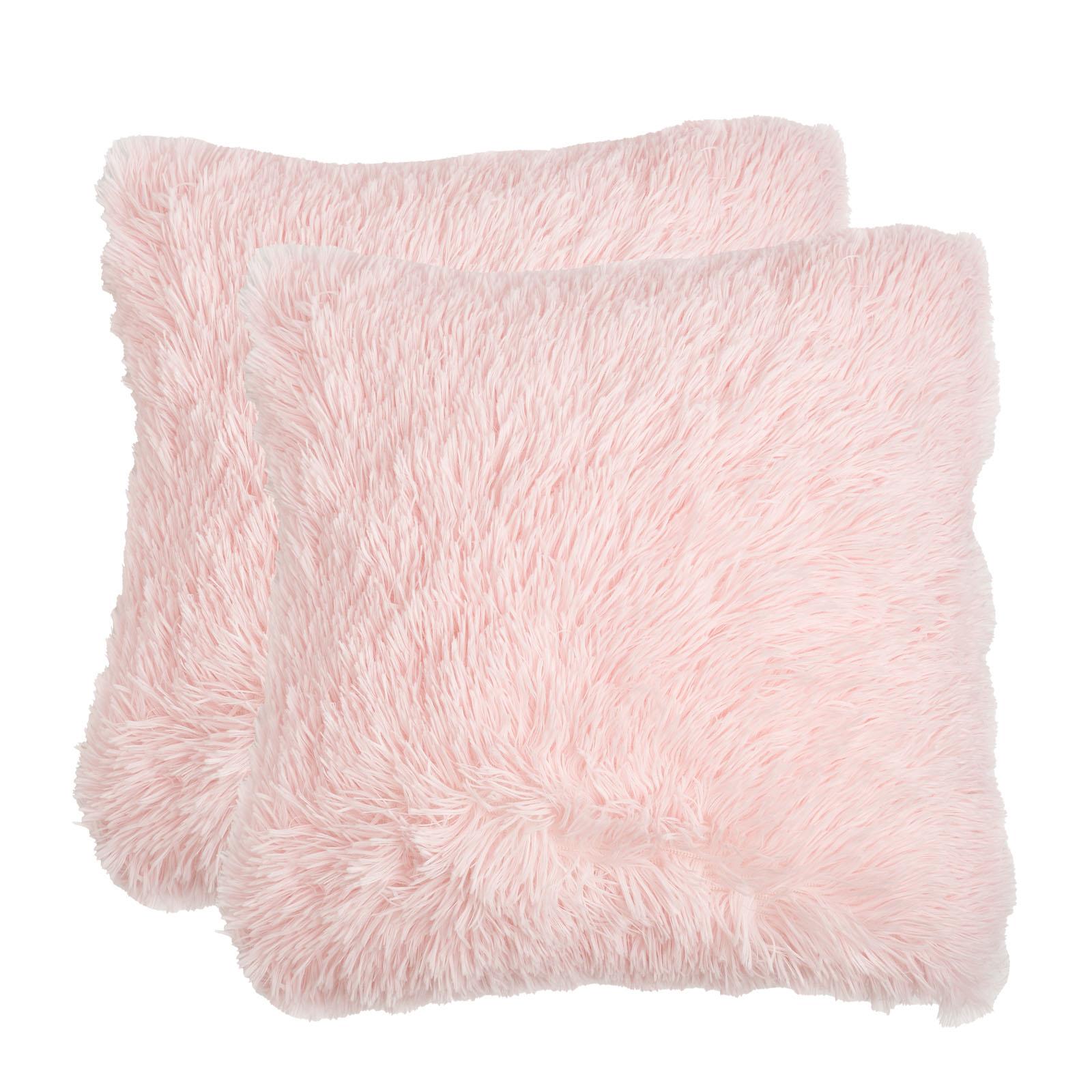 Sienna Set of 2 Fluffy Cushion Covers Shaggy Set Scatter Sofa 18