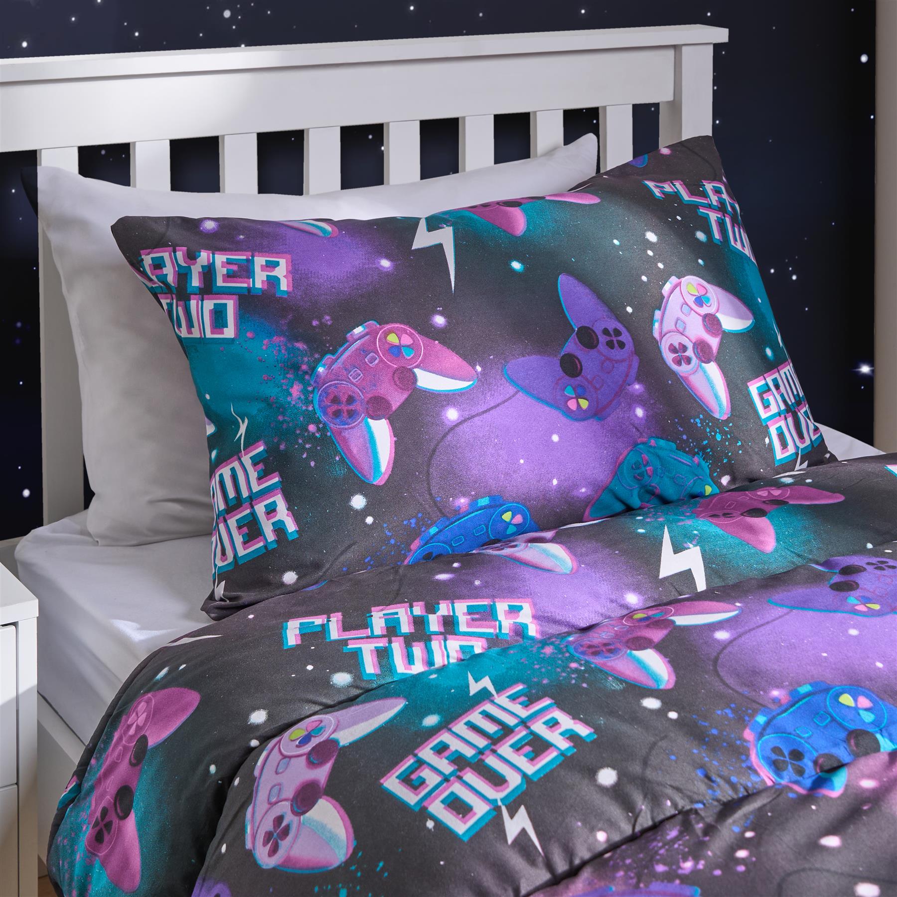 Gaming Coverless 10.5 Tog Duvet Set Single Bed Quilted Kids Gamer Pillowcase
