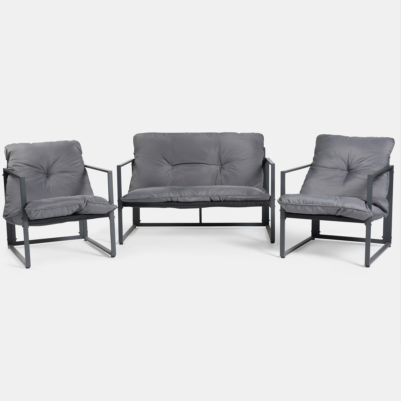 OHS Miami Table Chair Set 4PC Garden Patio Furniture Outdoor Metal Frame