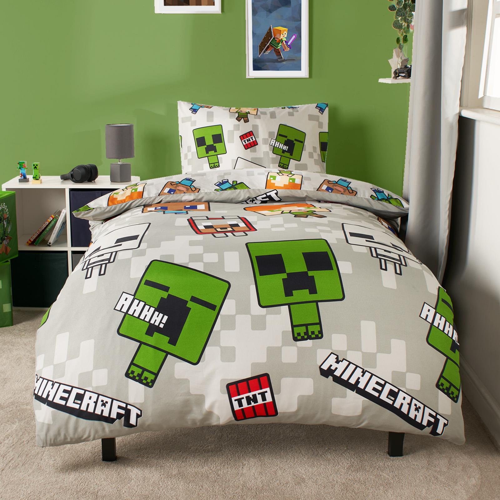 OHS x Minecraft Duvet Cover Set Reversible Bedding with Pillowcase Kids Xmas