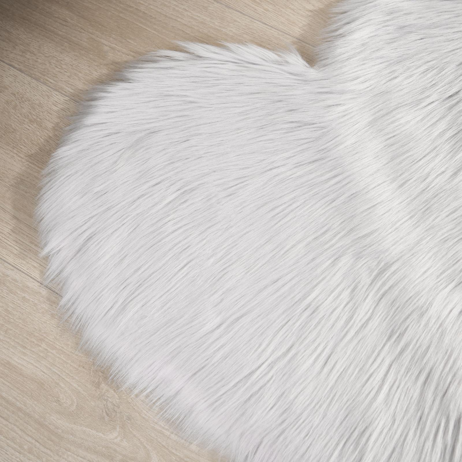 Sienna Heart Shaped Rug Faux Sheepskin Fur Fluffy Fleece Bedroom Home Carpet Mat - Picture 10 of 17