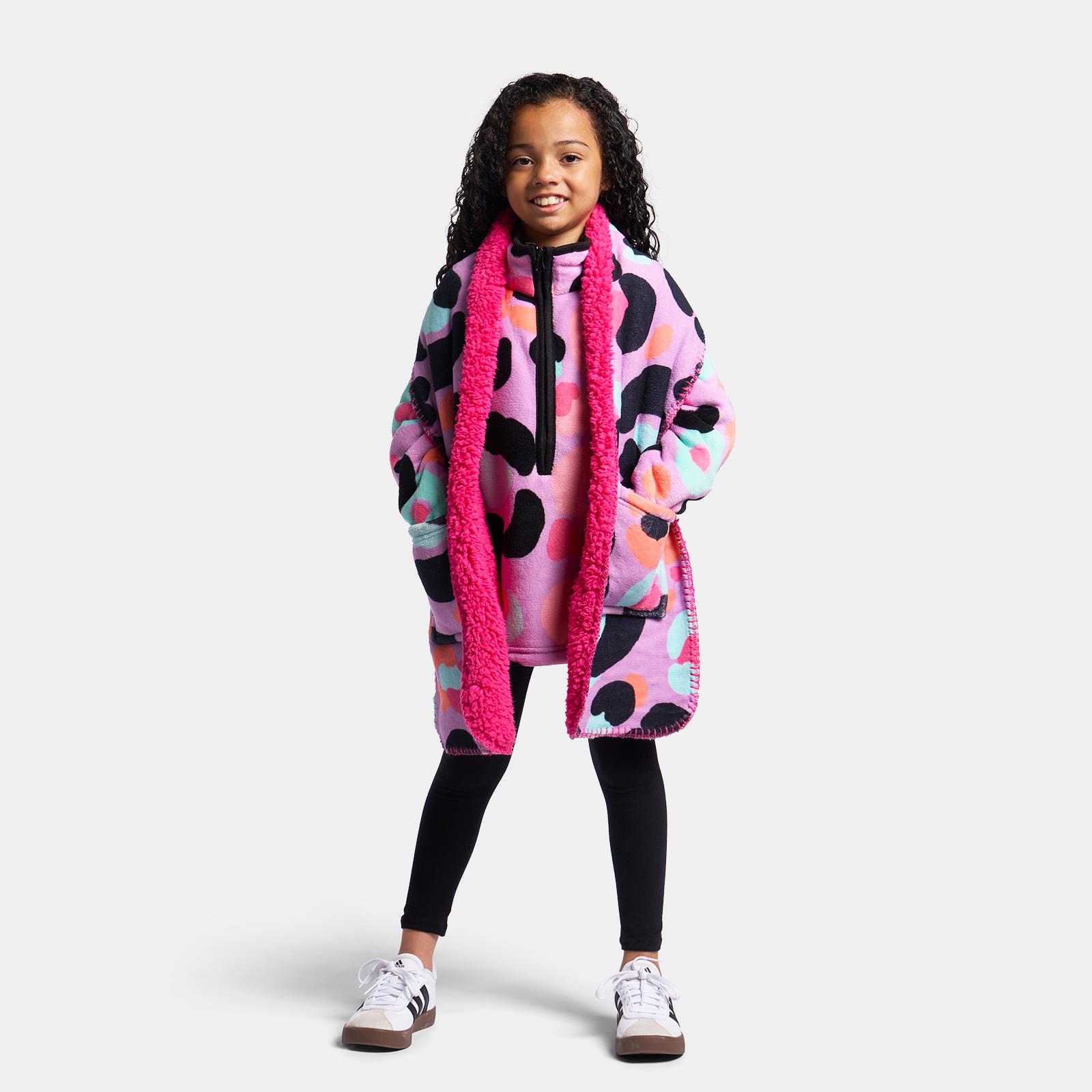 OHS Kids Pocket Scarf Leopard Gaming Fluffy Fleece Sherpa Thermal Winter Wrap