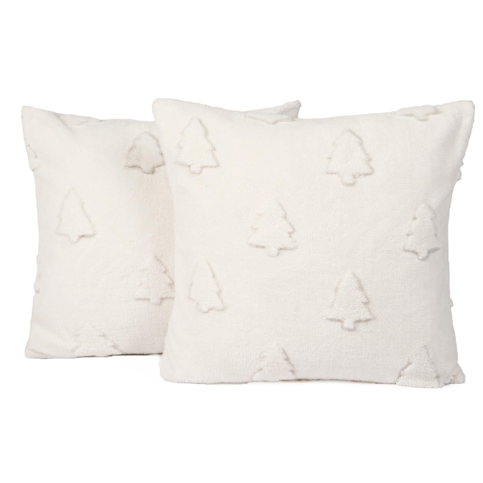 Winter Tree Cushion Covers 2/4 Sherpa Fleece Filled Plump Pads Christmas Home
