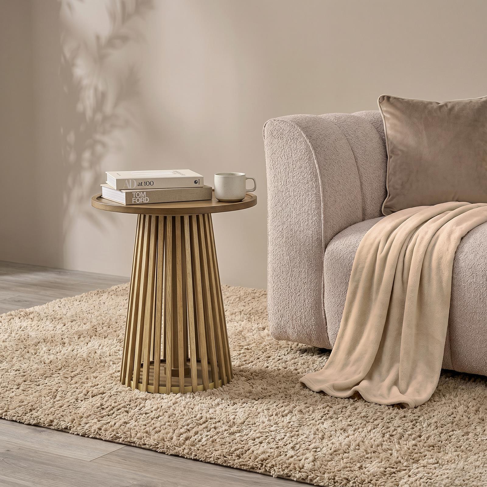 OHS Ivy Side Table Slatted Engineered Wood Living Room Bedroom Bedside