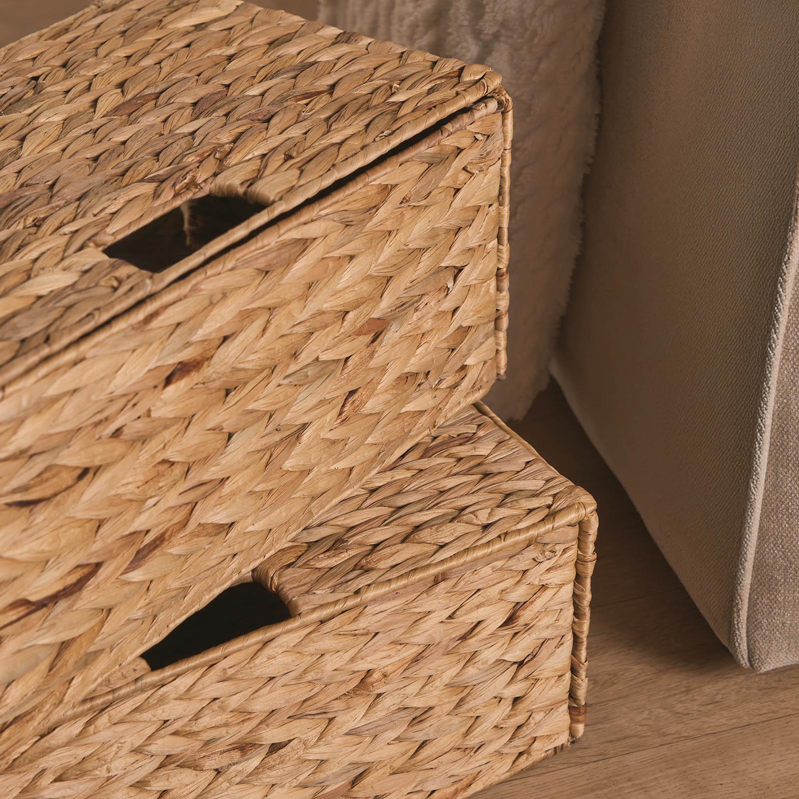 Natural Storage Cube Folding Rope Organiser Woven Wicker Hamper Strong Eco Box - Picture 12 of 20