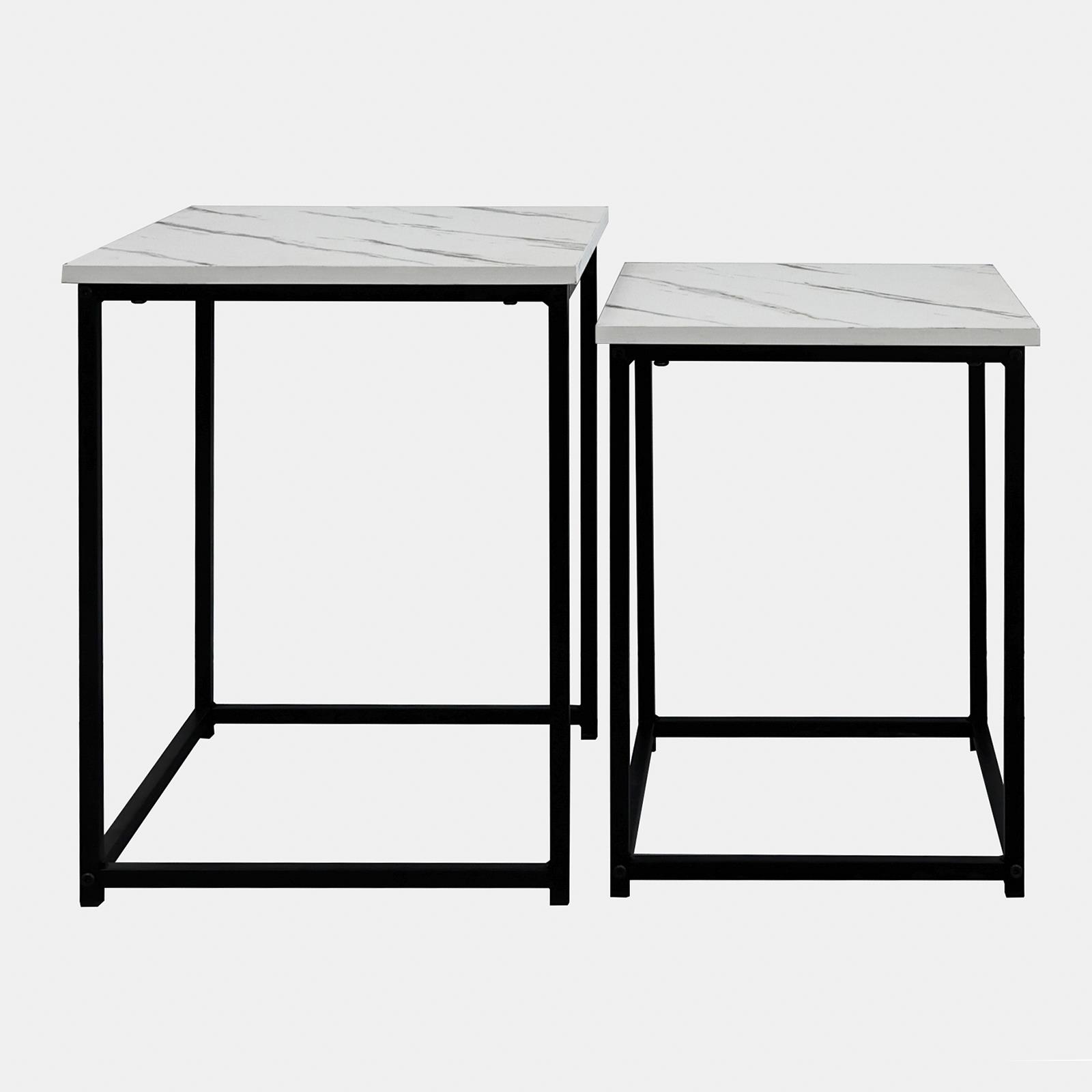 Nest of Tables Square Wood Top Modern End Side Living Room Home Decor Set of 2