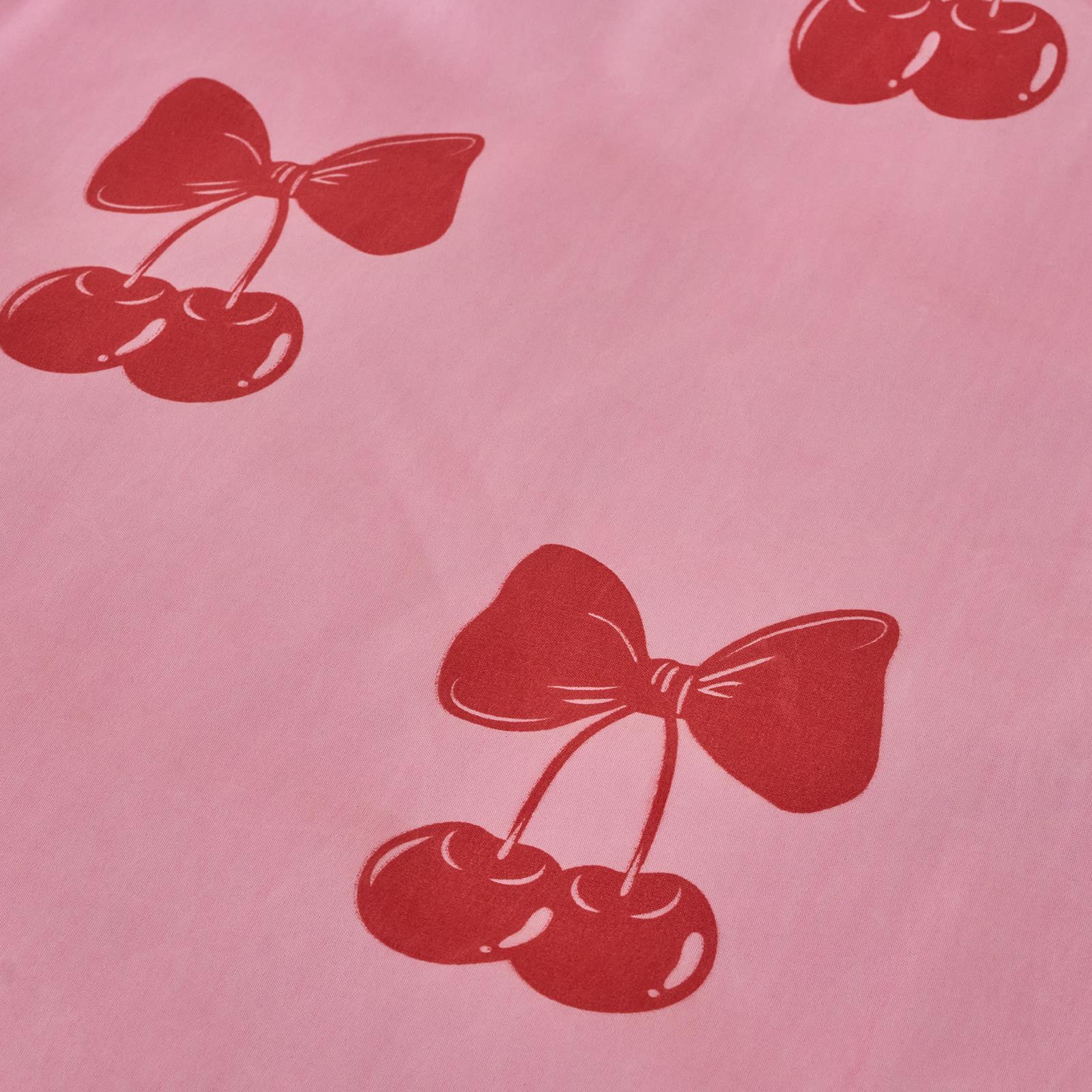OHS Cherry Bow Bedding Set Microfibre Reversible Duvet Cover with Pillowcase