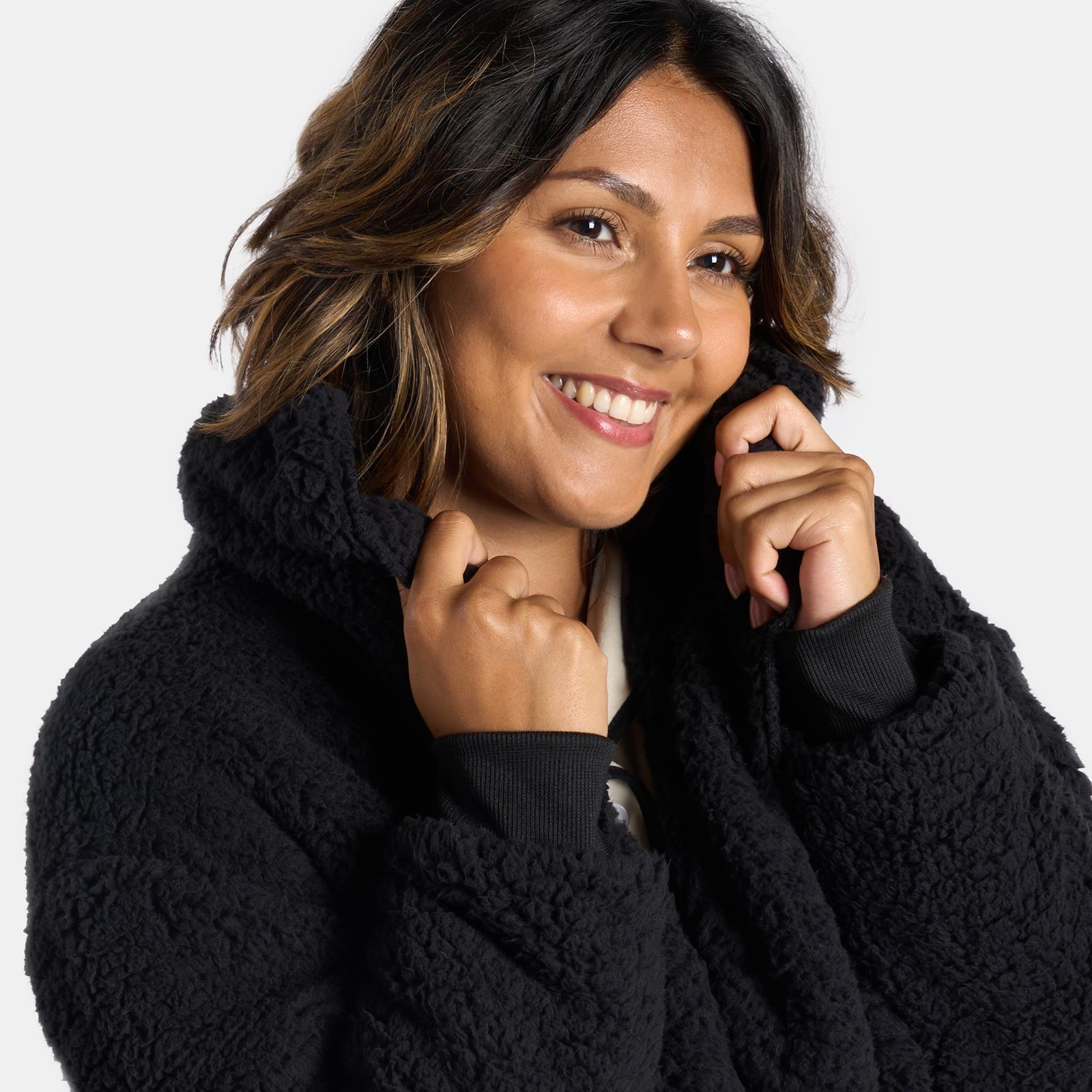 OHS Waterfall Short Cardigan Teddy Fleece Open Front Wrap Loungewear Outwear