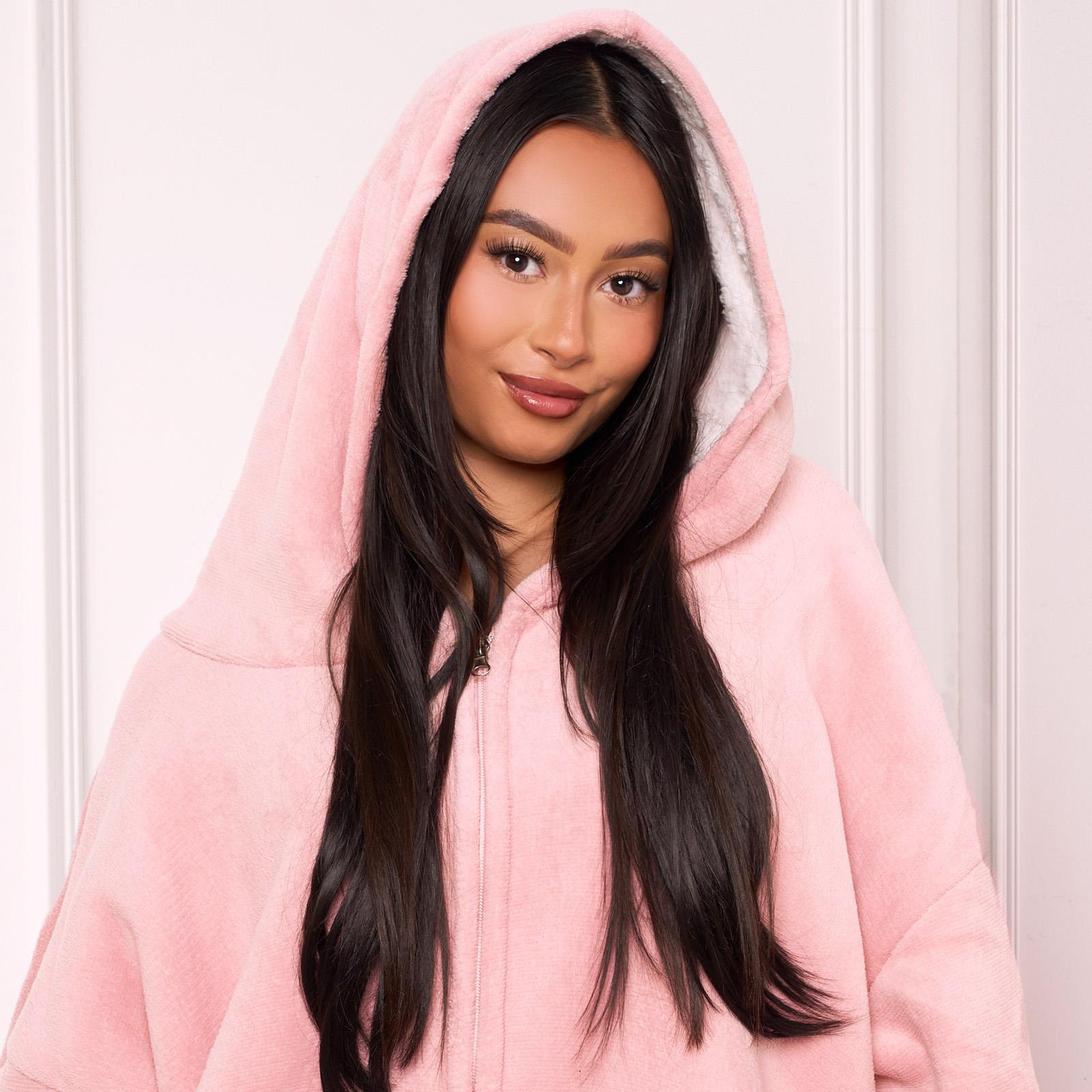 OHS Zip Up Hoodie Blanket Oversized Sherpa Fleece Thermal Sweatshirt Jumper