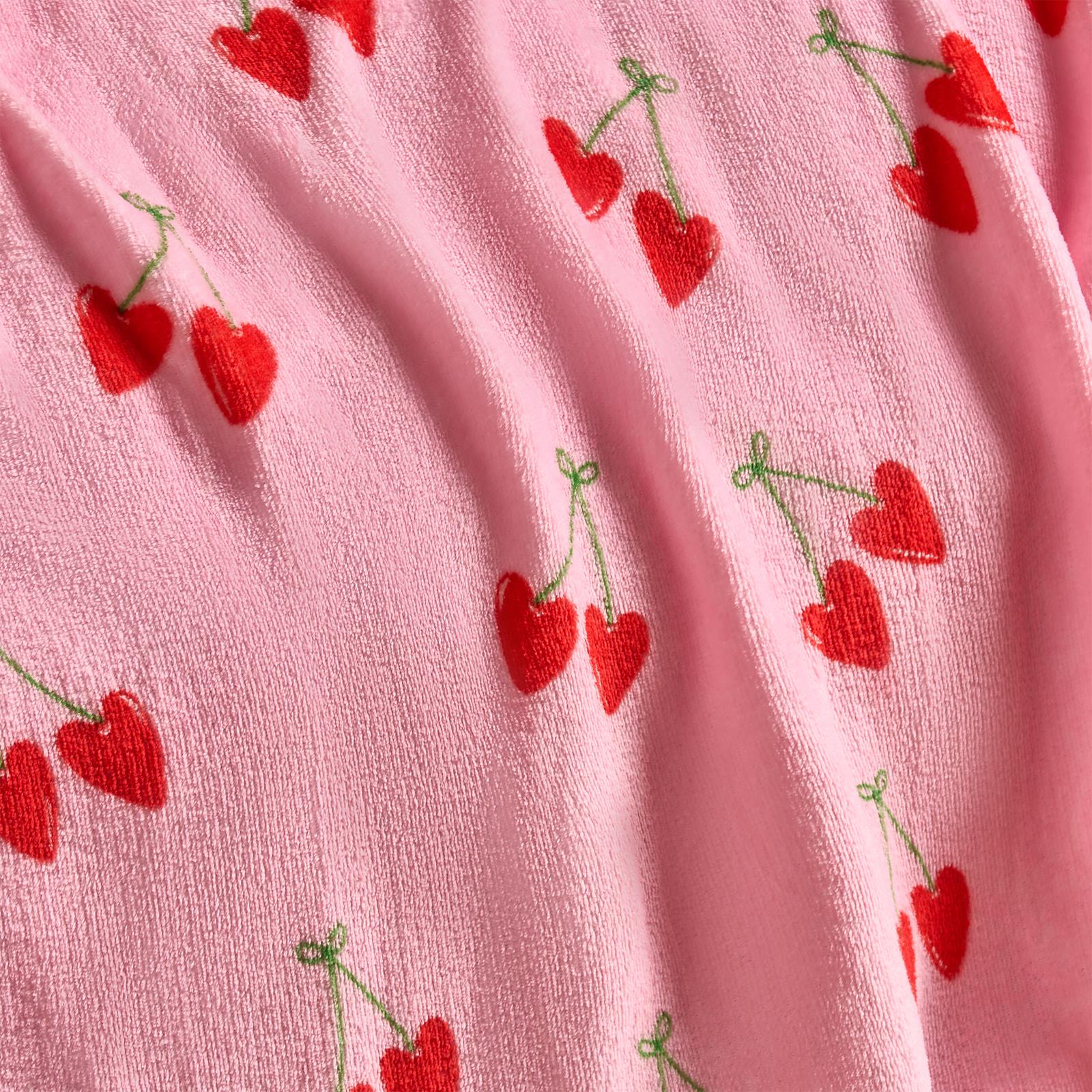 OHS Cherry Print Throw Ultra Soft Blanket Flannel Fleece Lightweight Bedspread