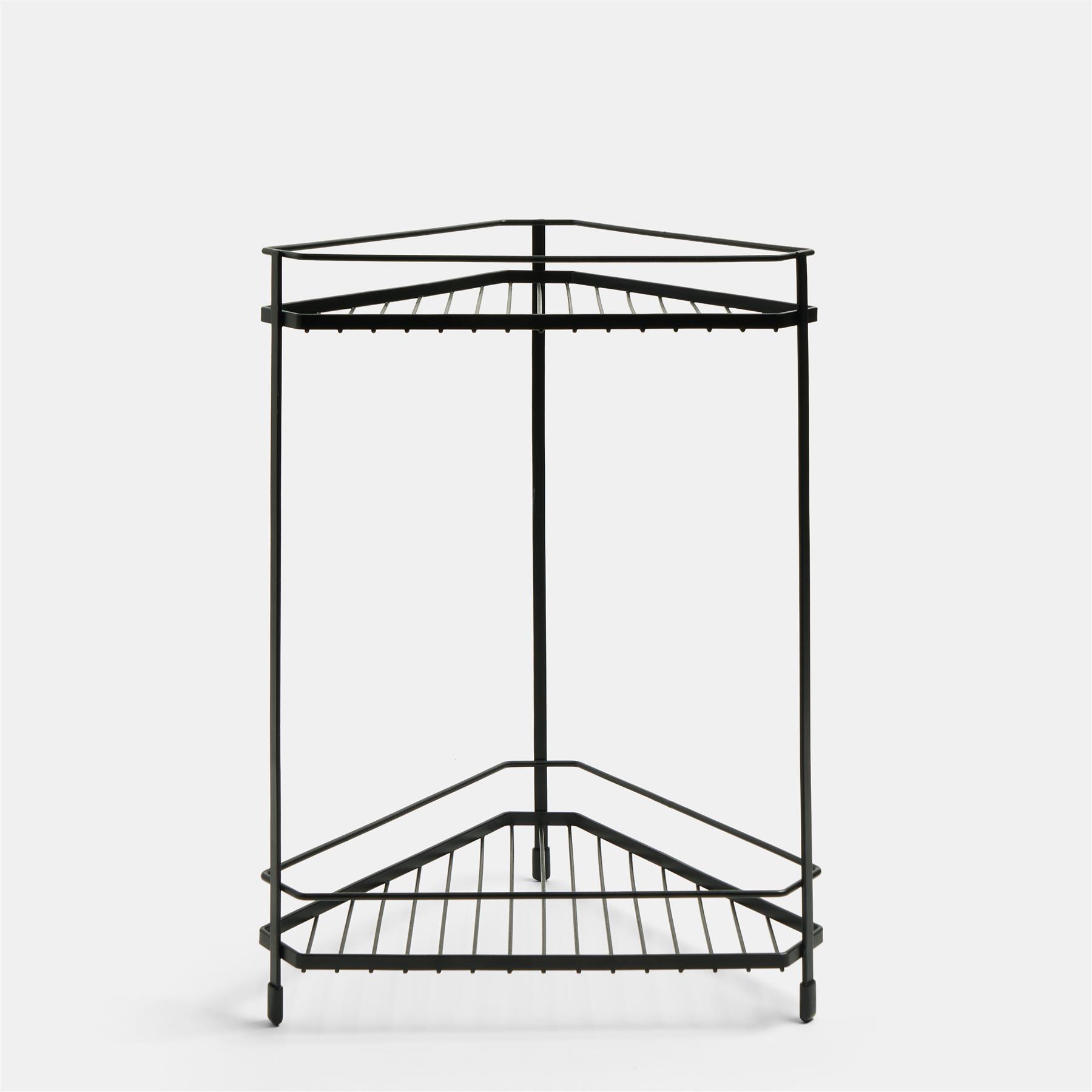 OHS 2 Tier Corner Shelf Free Standing Shelving Unit Metal Kitchen Storage Rack