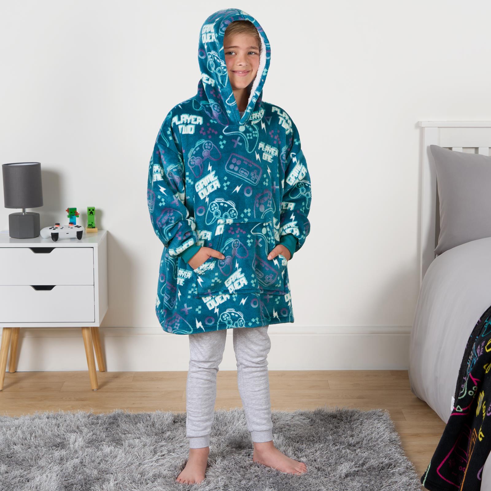 Kids Hoodie Blanket Oversized Sherpa Fleece Jumper Sweatshirt Soft Warm Throw - Picture 151 of 169