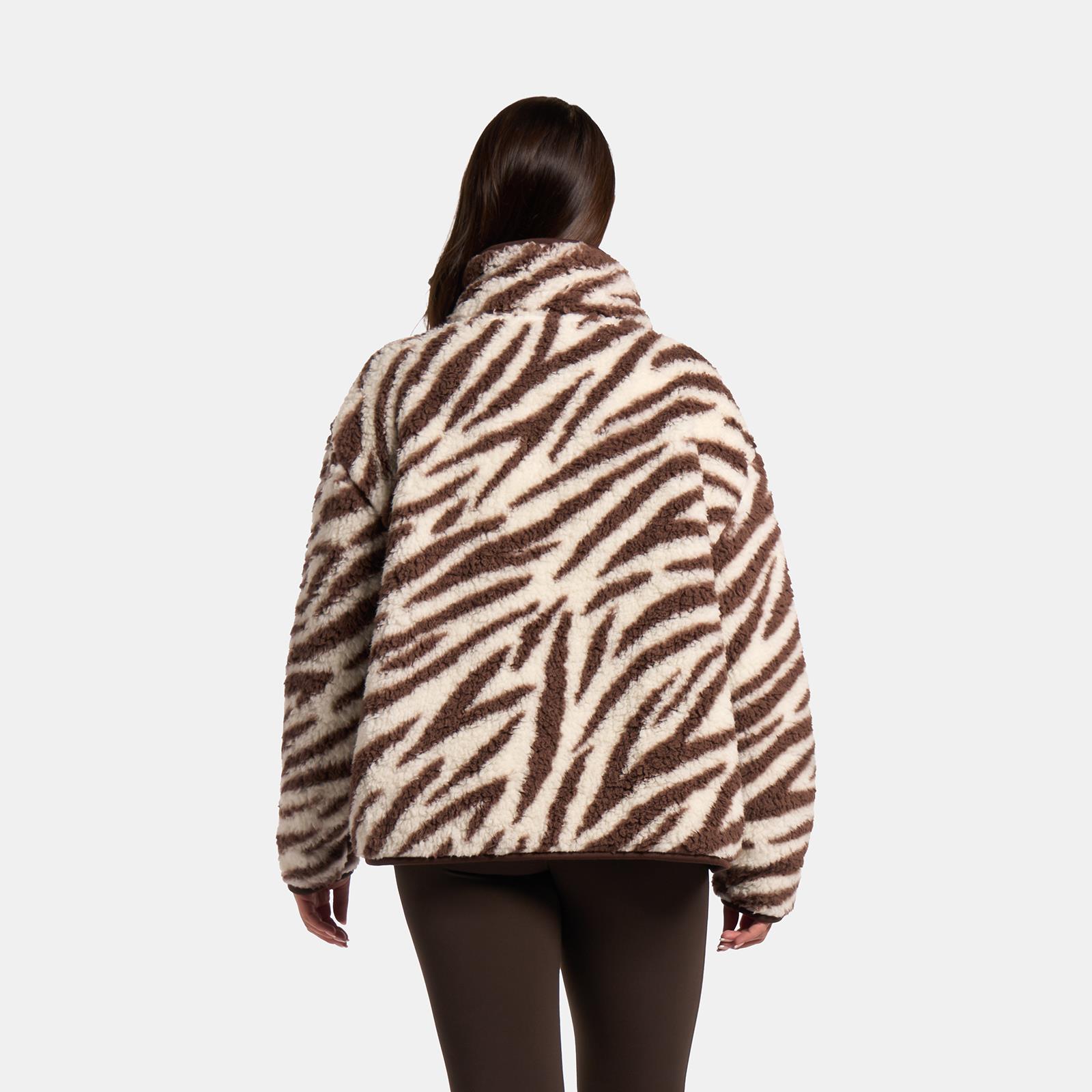 OHS Zebra Half Zip Hoodie Teddy Fleece Winter Thermal Jumper Pullover