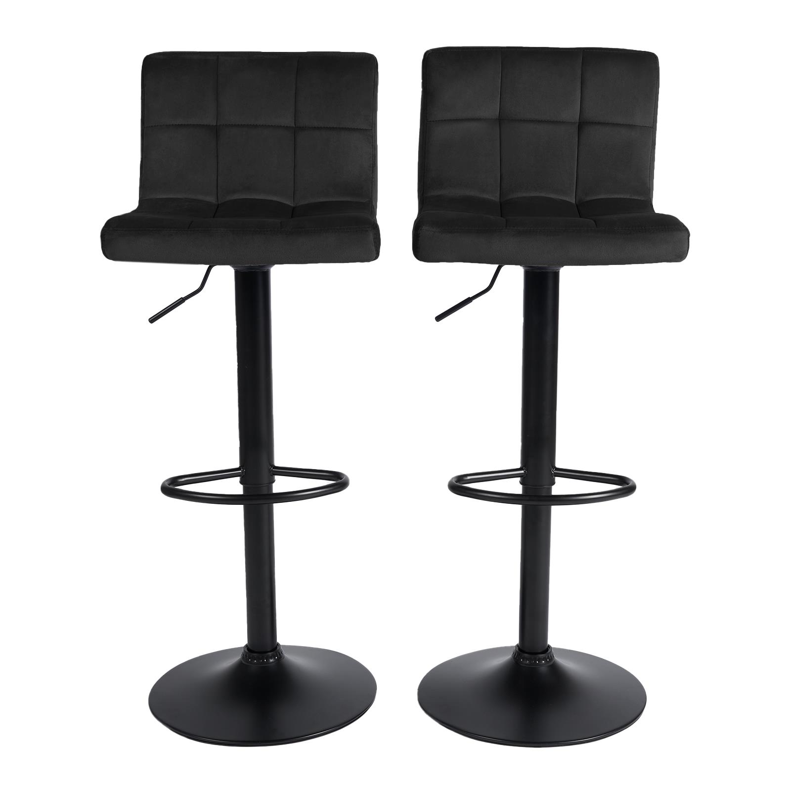 Adjustable Bar Stools x 2 Velvet Swivel Pub Seat Kitchen Breakfast Counter Chair - Picture 7 of 47
