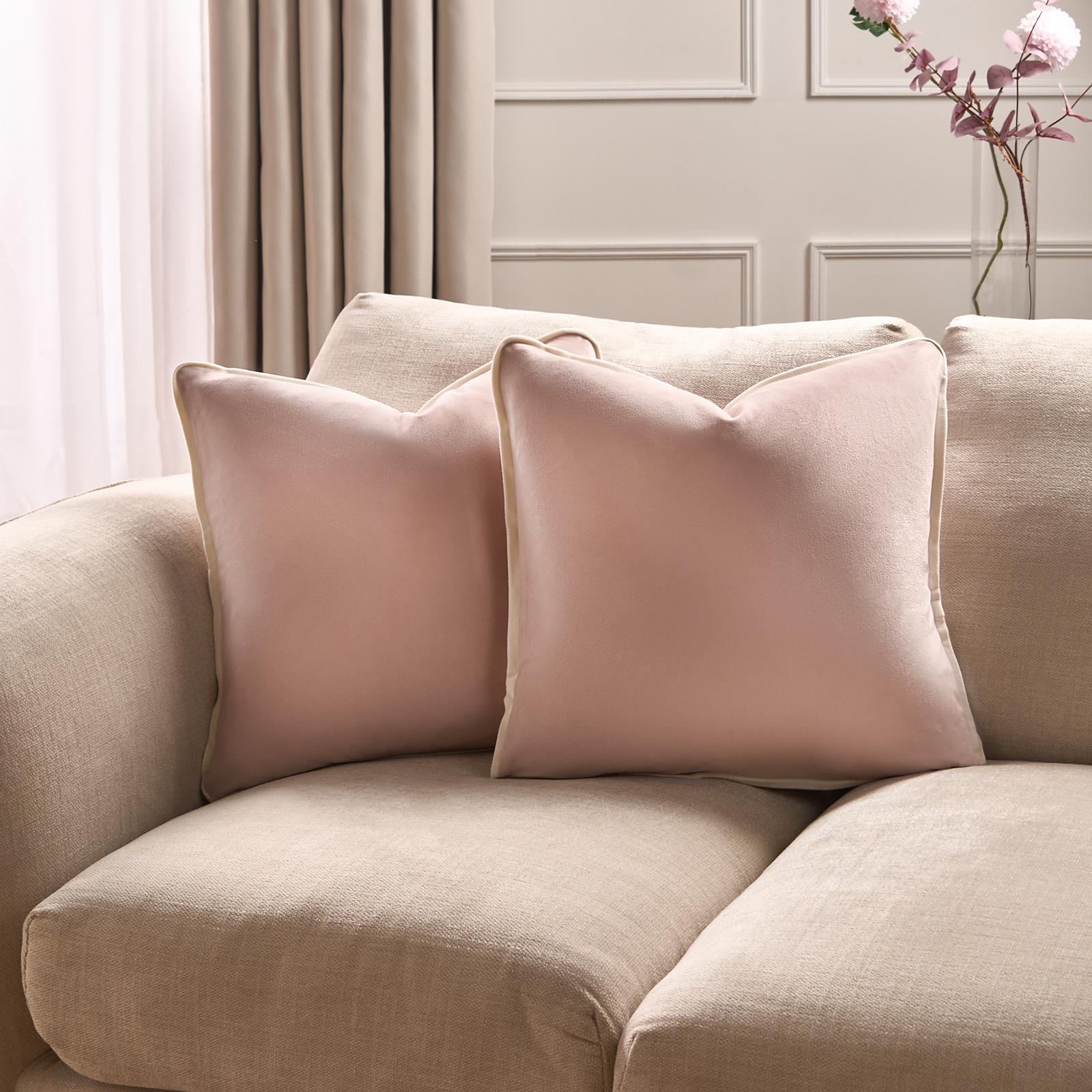OHS Piped Edge Cushion Covers Matte Velvet Soft Luxury 2/4 Square Pillowcases