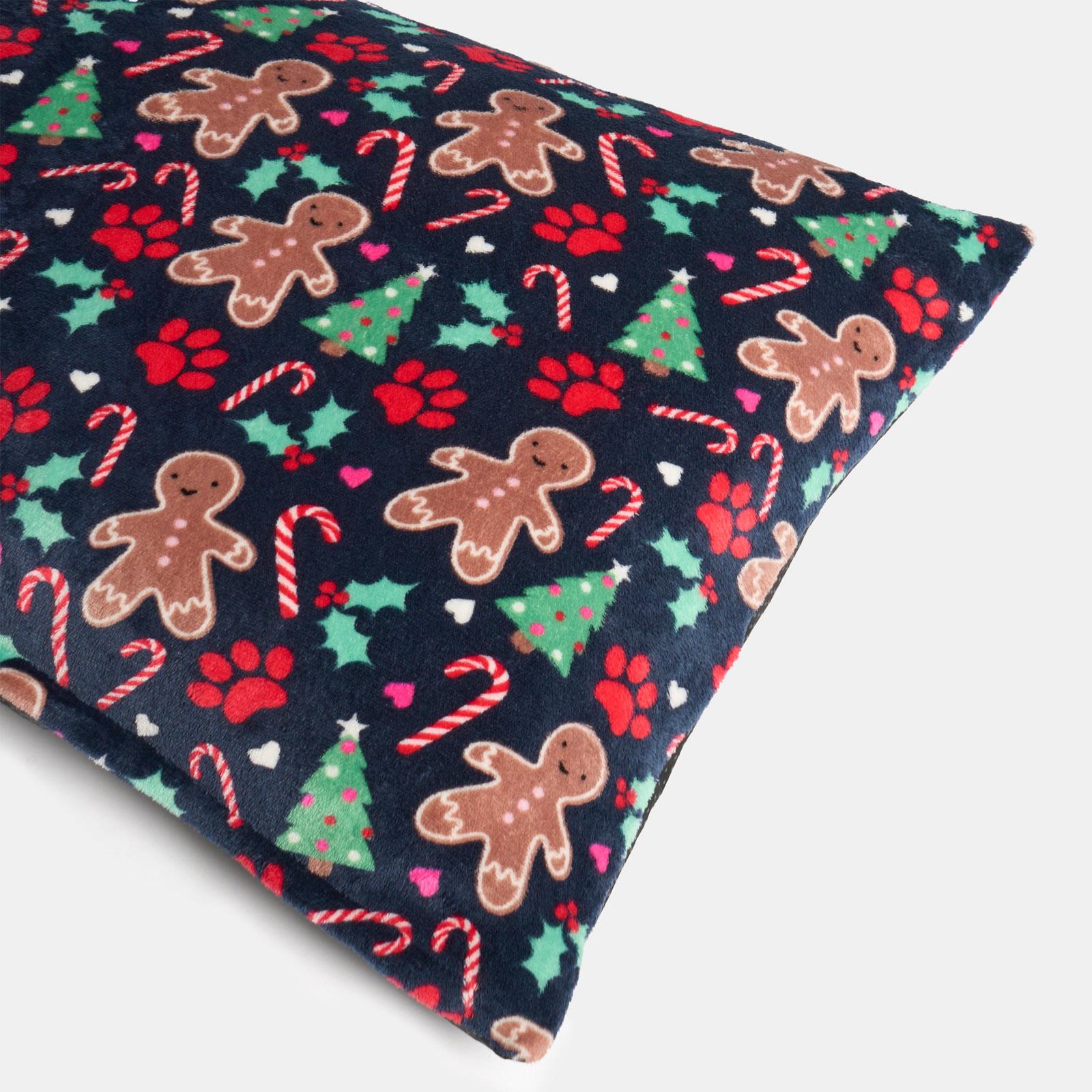 OHS Print Pet Bed Fleece Paw Checks Leopard Stripes Xmas Calming Cushion Dog Cat