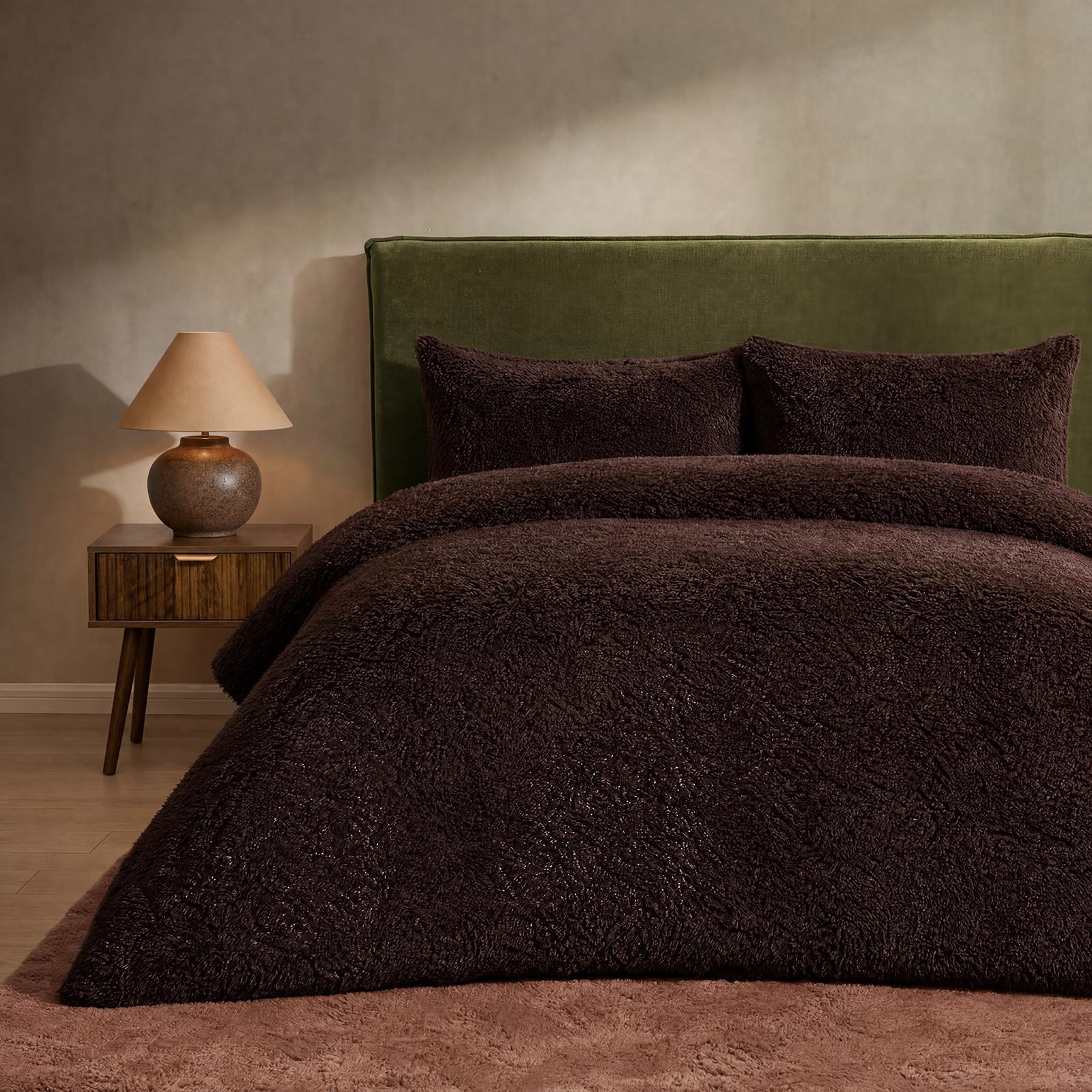 OHS Teddy Fleece Duvet Cover with Pillow Case Thermal Warm Bedding Set