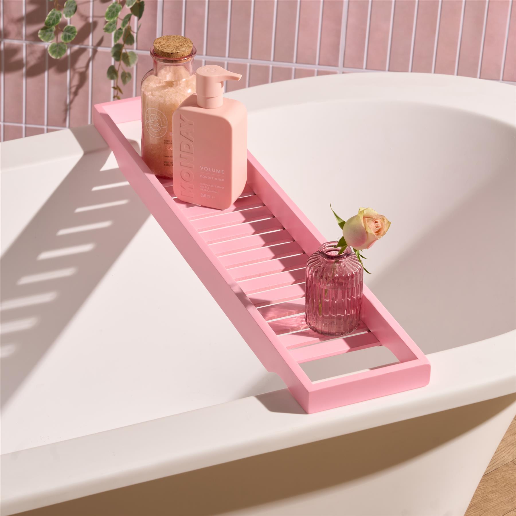 OHS Bamboo Bath Tub Rack Storage Bathroom Caddy Shelf Tray Soap Holder Tidy Unit