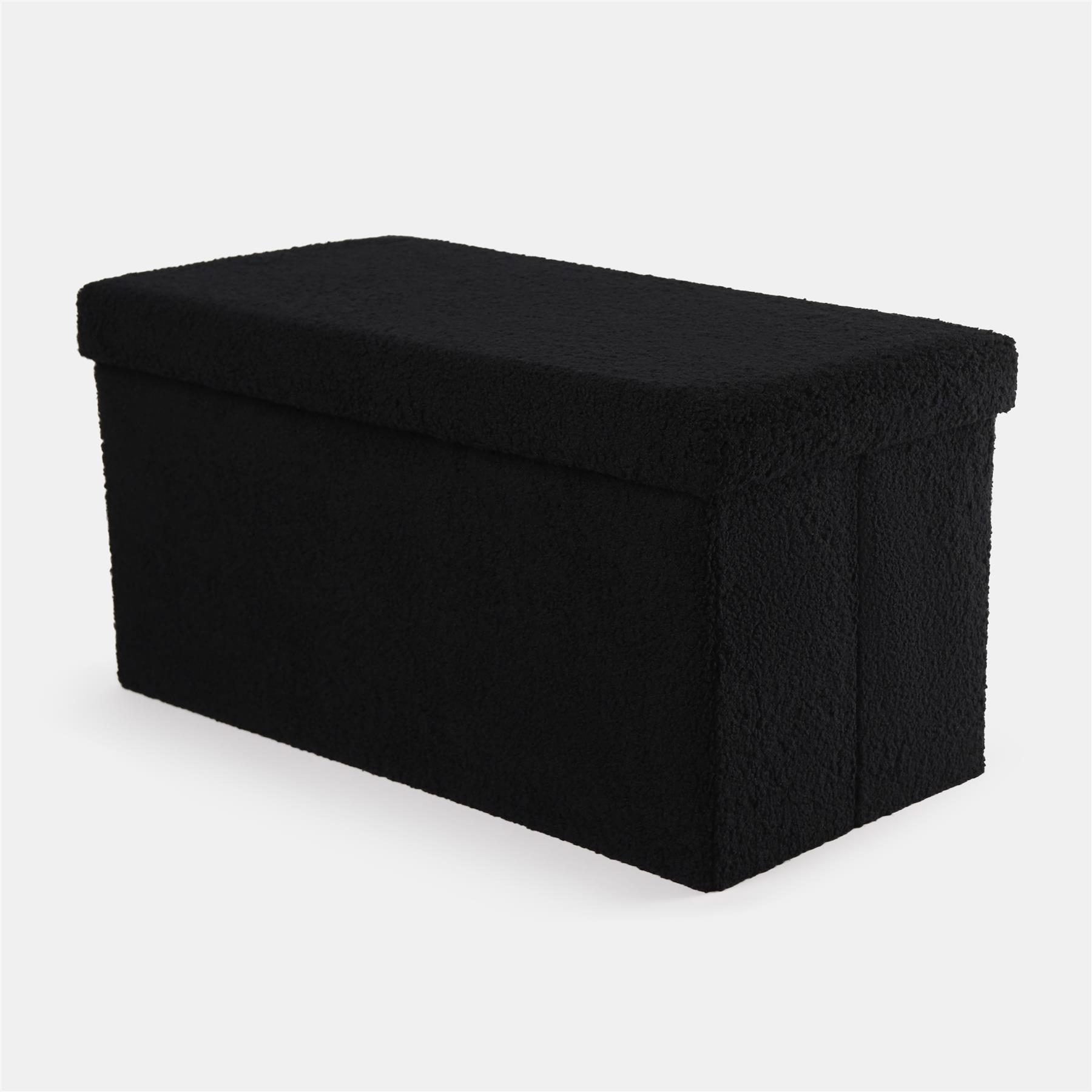Ottoman Storage Box Folding Footstool Space Saving Boucle Teddy Fleece Seat Tub - Picture 6 of 34
