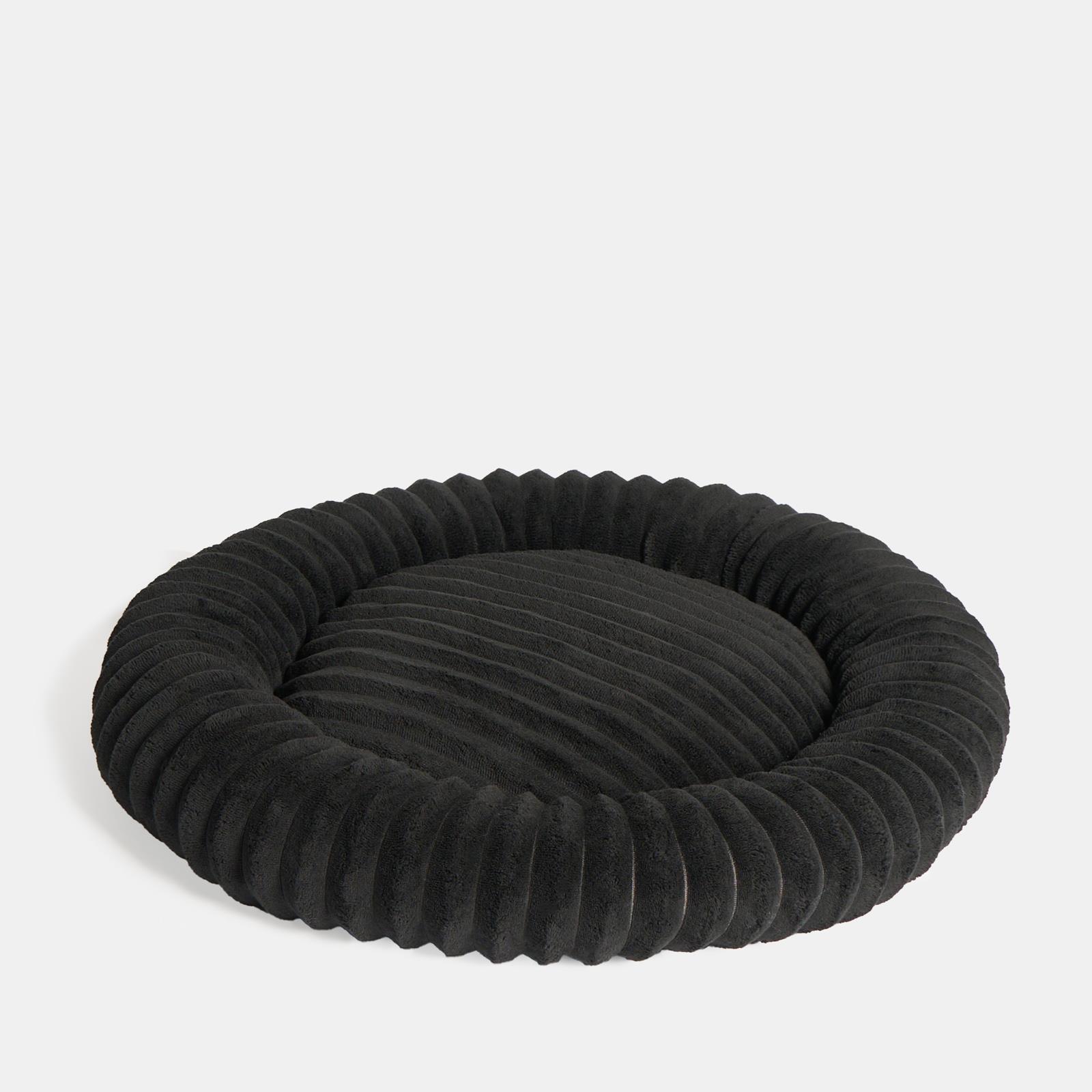 OHS Ribbed Pet Bed Soft Fleece Round Calming Anti Anxiety Cushion for Dog Cat