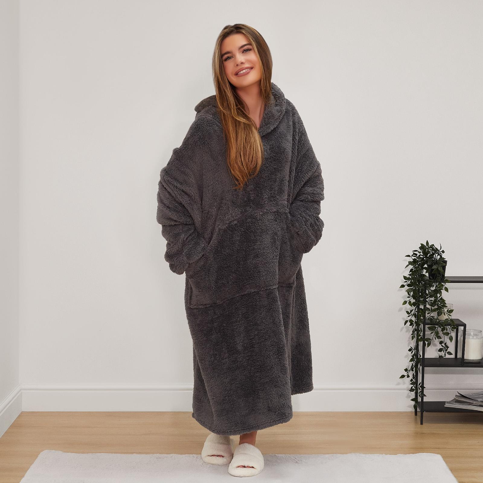 Brentfords Extra Long Blanket Hoodie Oversized Teddy Fleece Sweatshirt Adult NEW