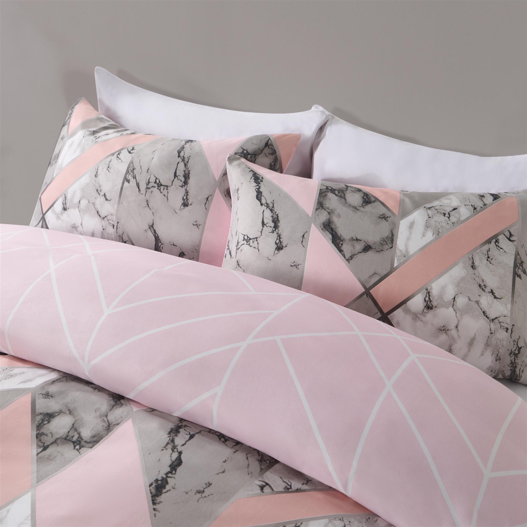 OHS Marble Reversible Duvet Cover Pillowcases Bedding Set Double King