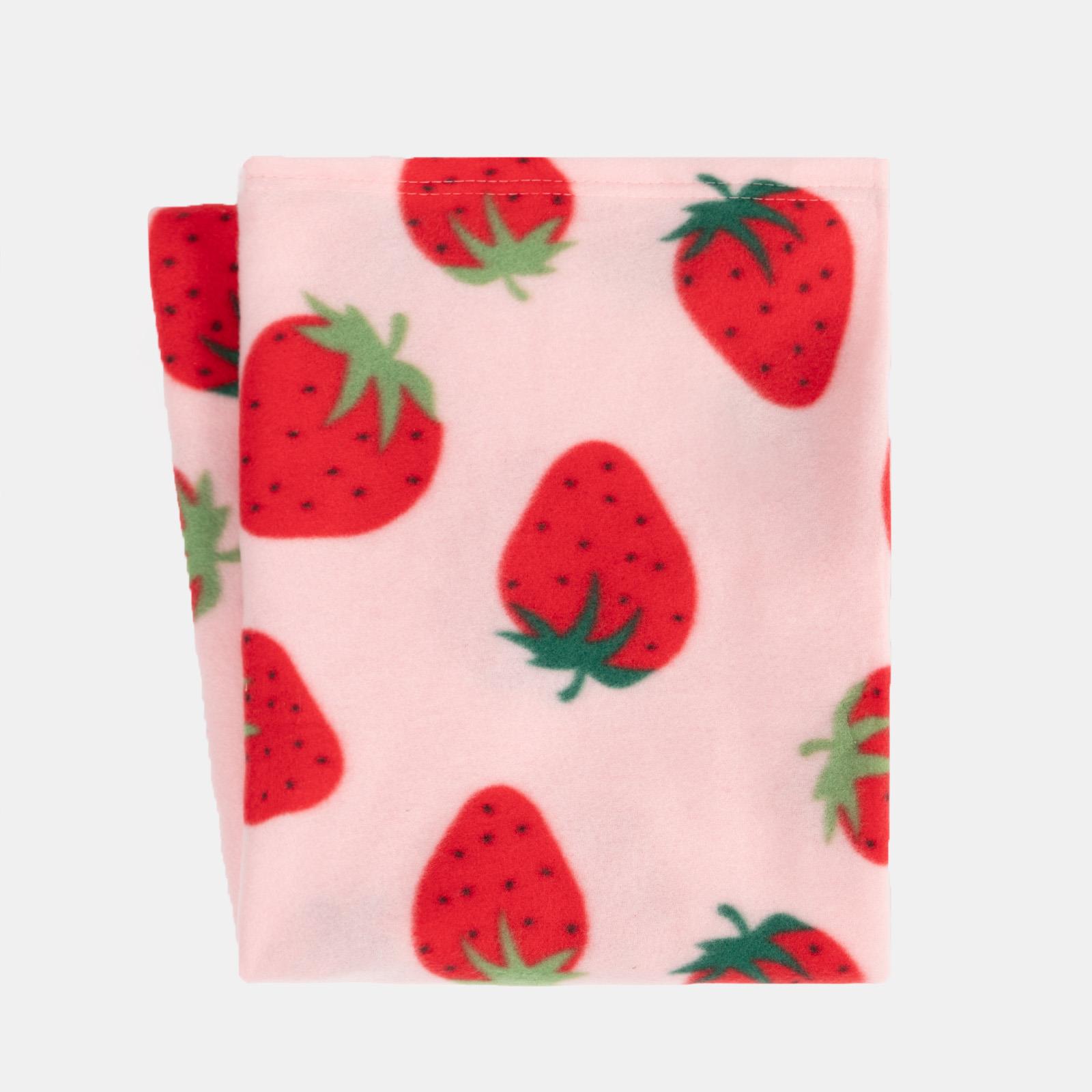 OHS Strawberry Print Throw Soft Polar Fleece Lightweight Blanket - 120 x 150cm