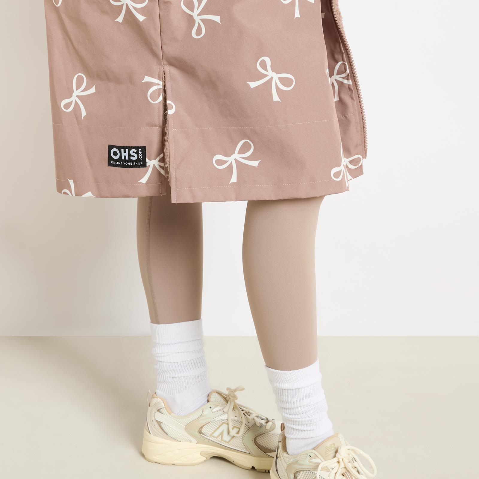 OHS Bows Print Drying Changing Robe Sherpa Lined Water Resistant Oversized Coat