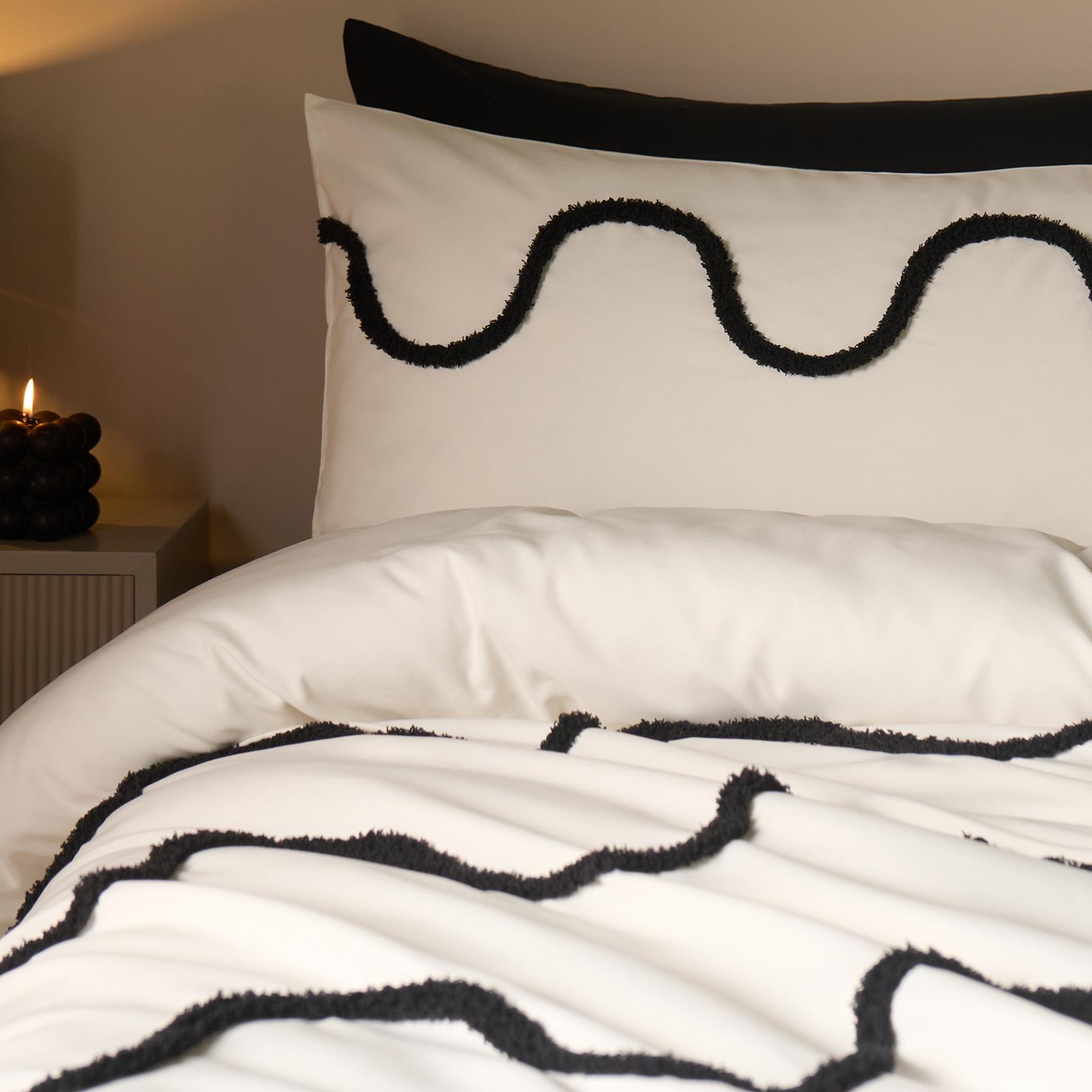 OHS Tufted Wave Bedding Set Soft Modern Duvet Cover with Pillowcase