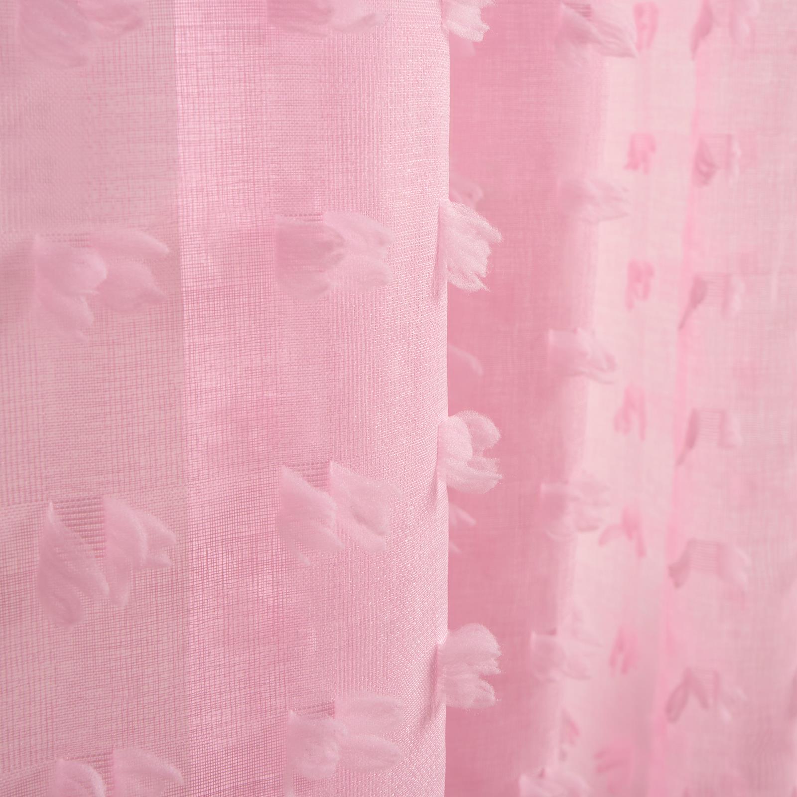 OHS Pompom Tufted Voile Net Curtains Pair 2 Window Panels Slot Top Set 55
