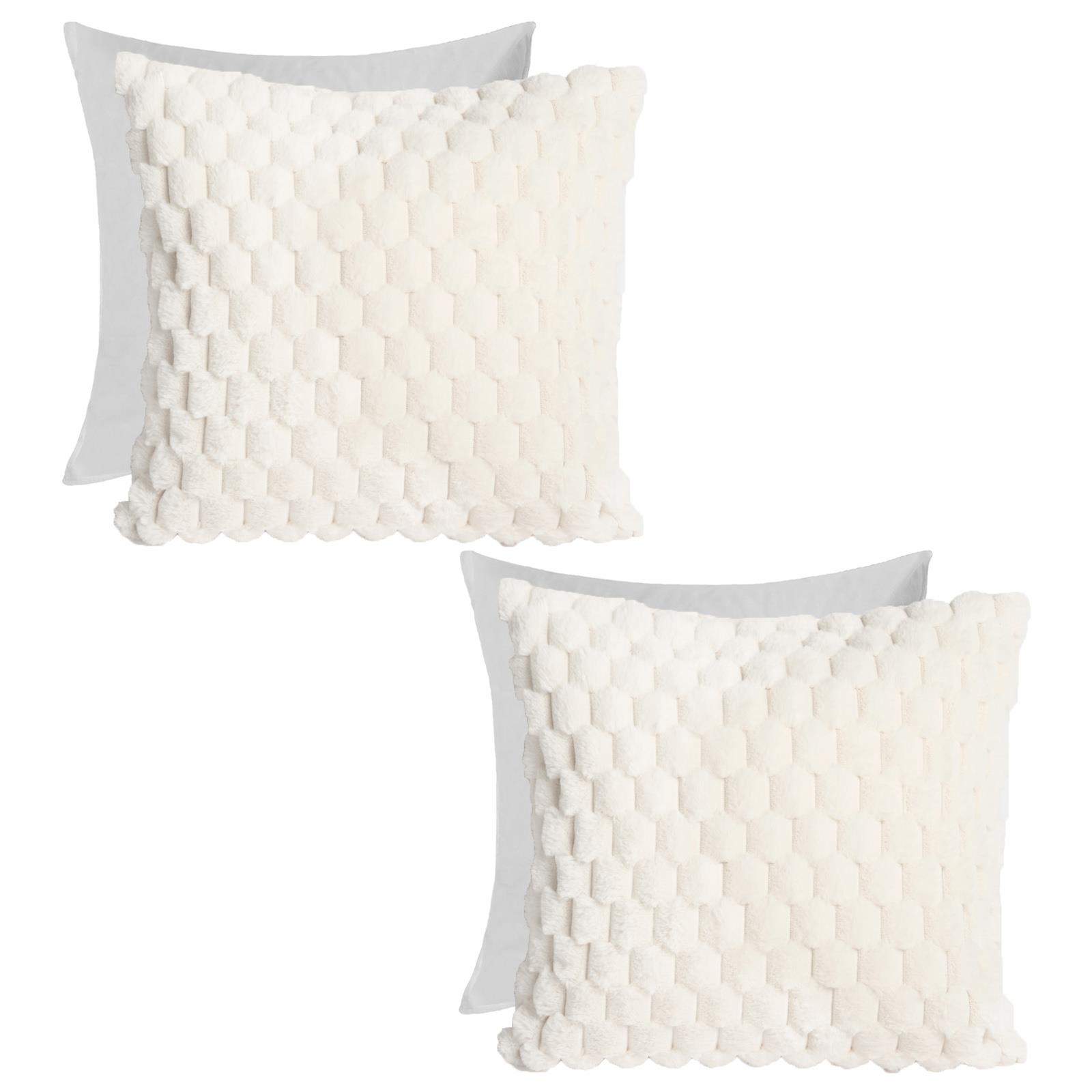 OHS Waffle Cushion Covers Faux Fur Soft Fleece Square Pillowcases Home Decor