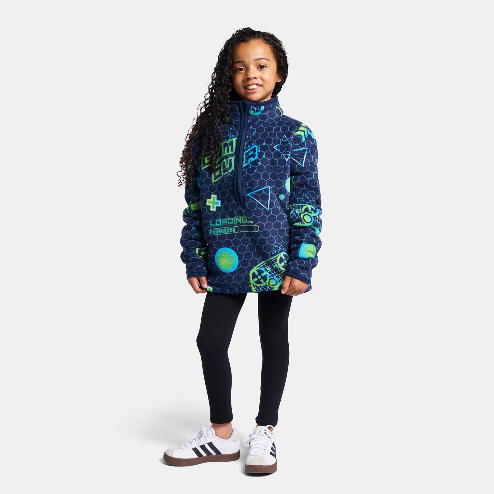 OHS Half Zip Hoodie Kids Print Oversized Sherpa Jumper Pullover Sweatshirt